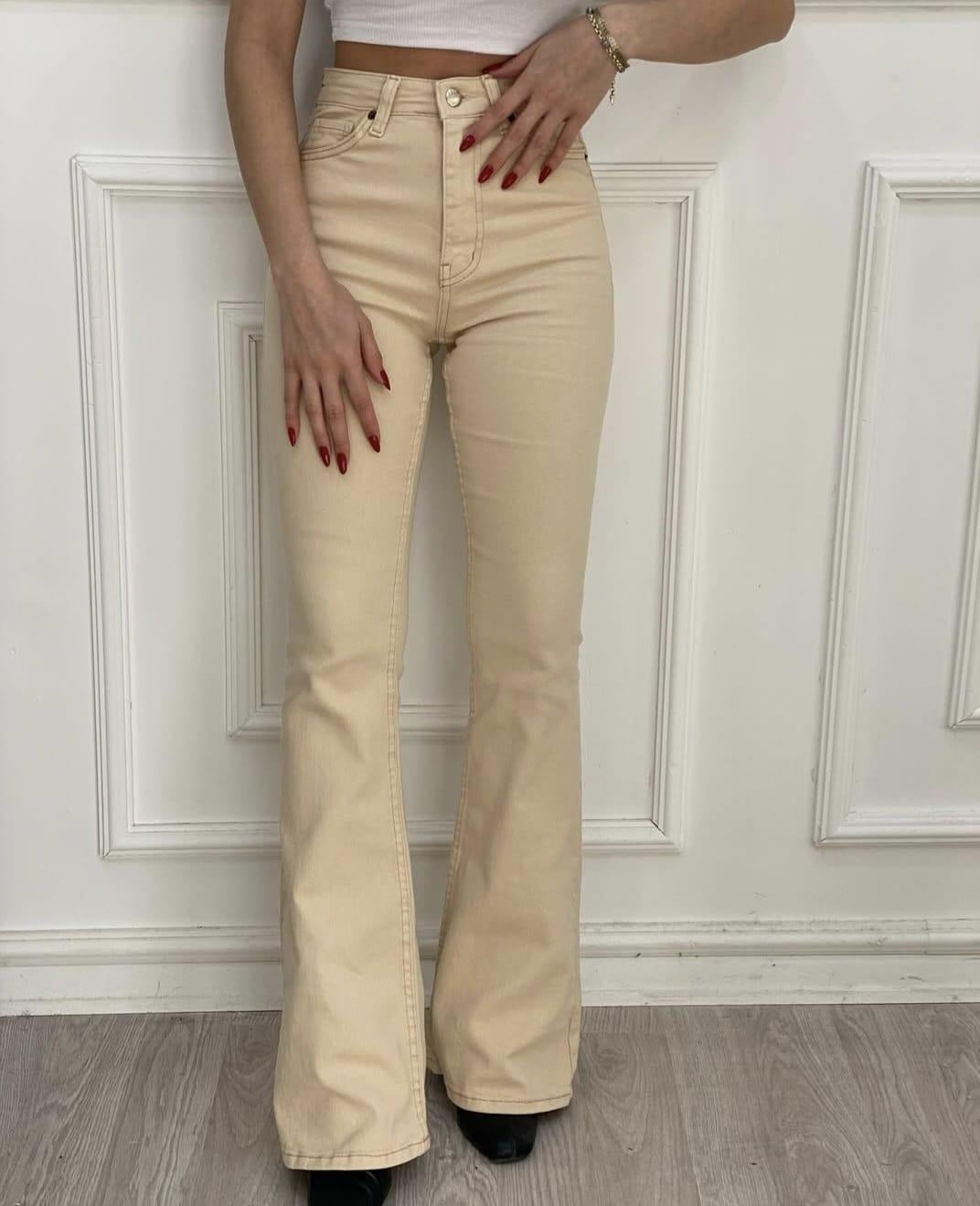 Bej İspanyol Paça Jean 