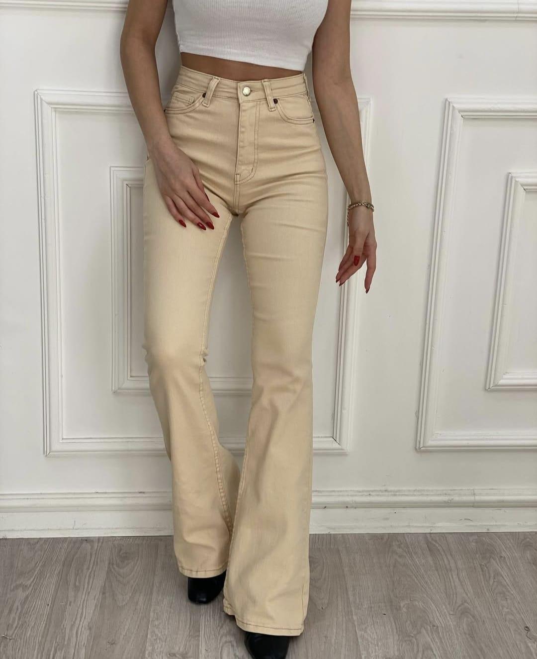 Bej İspanyol Paça Jean 