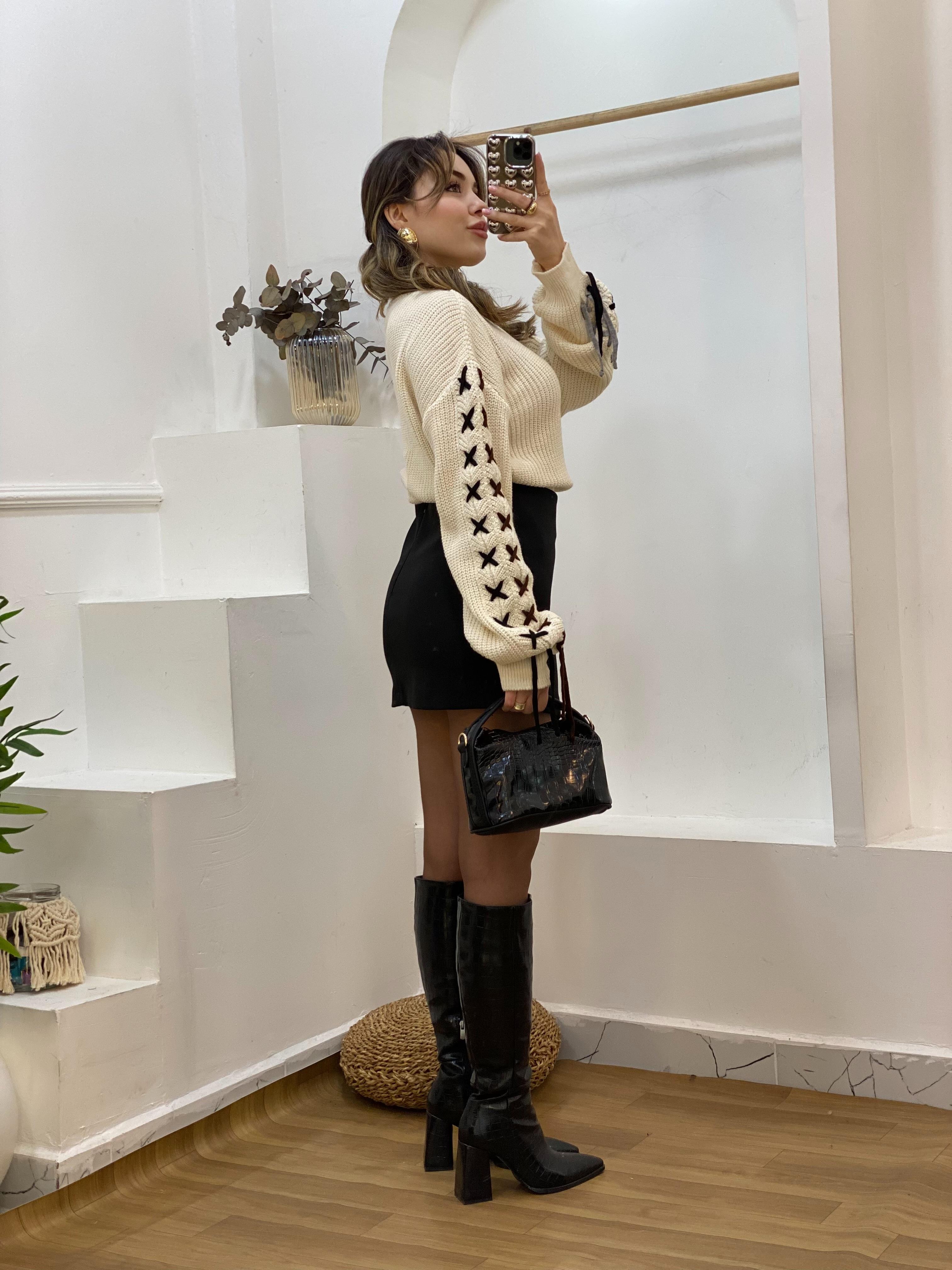 Bej Kolları Dikişli Model Kazak