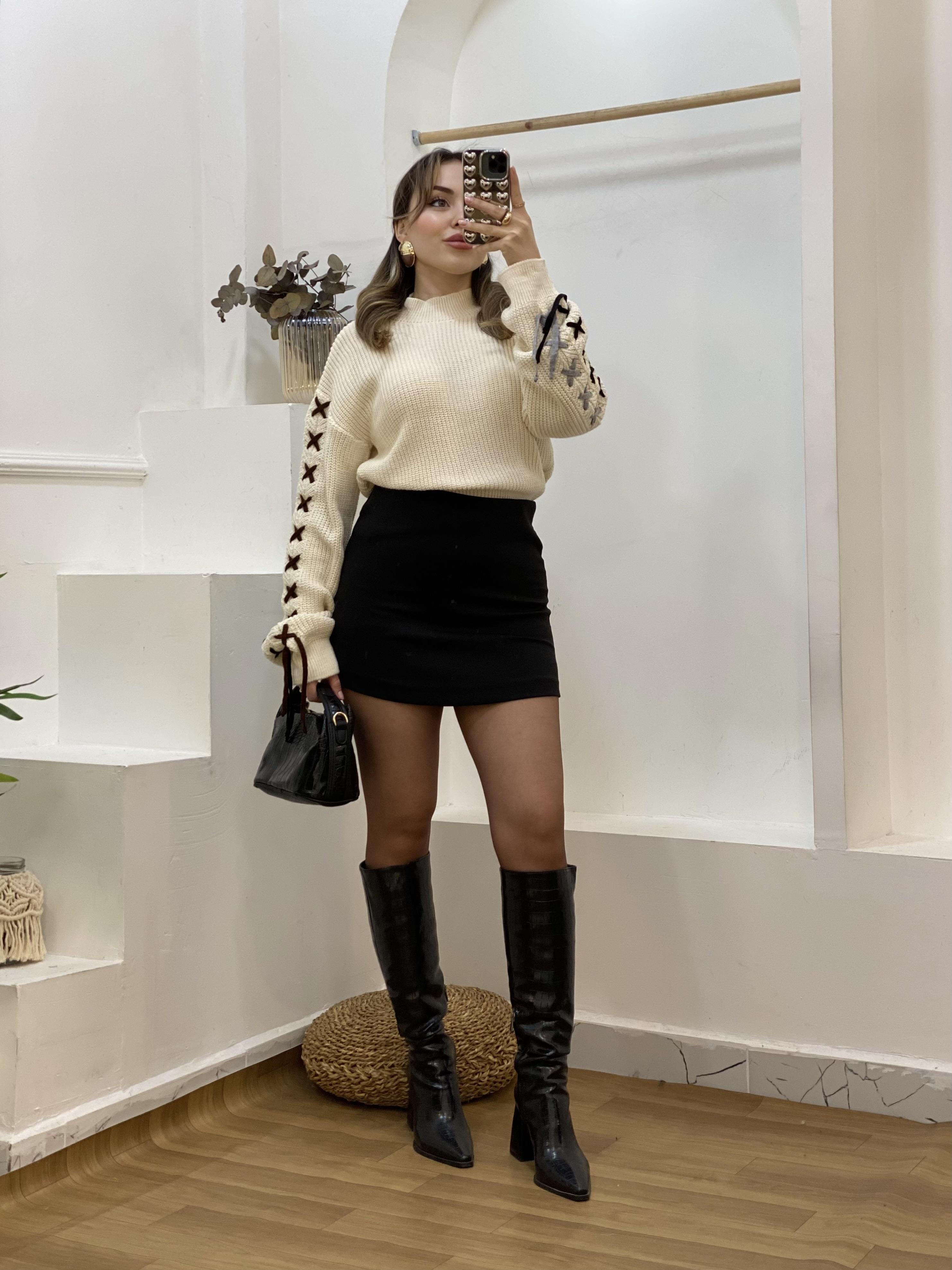 Bej Kolları Dikişli Model Kazak