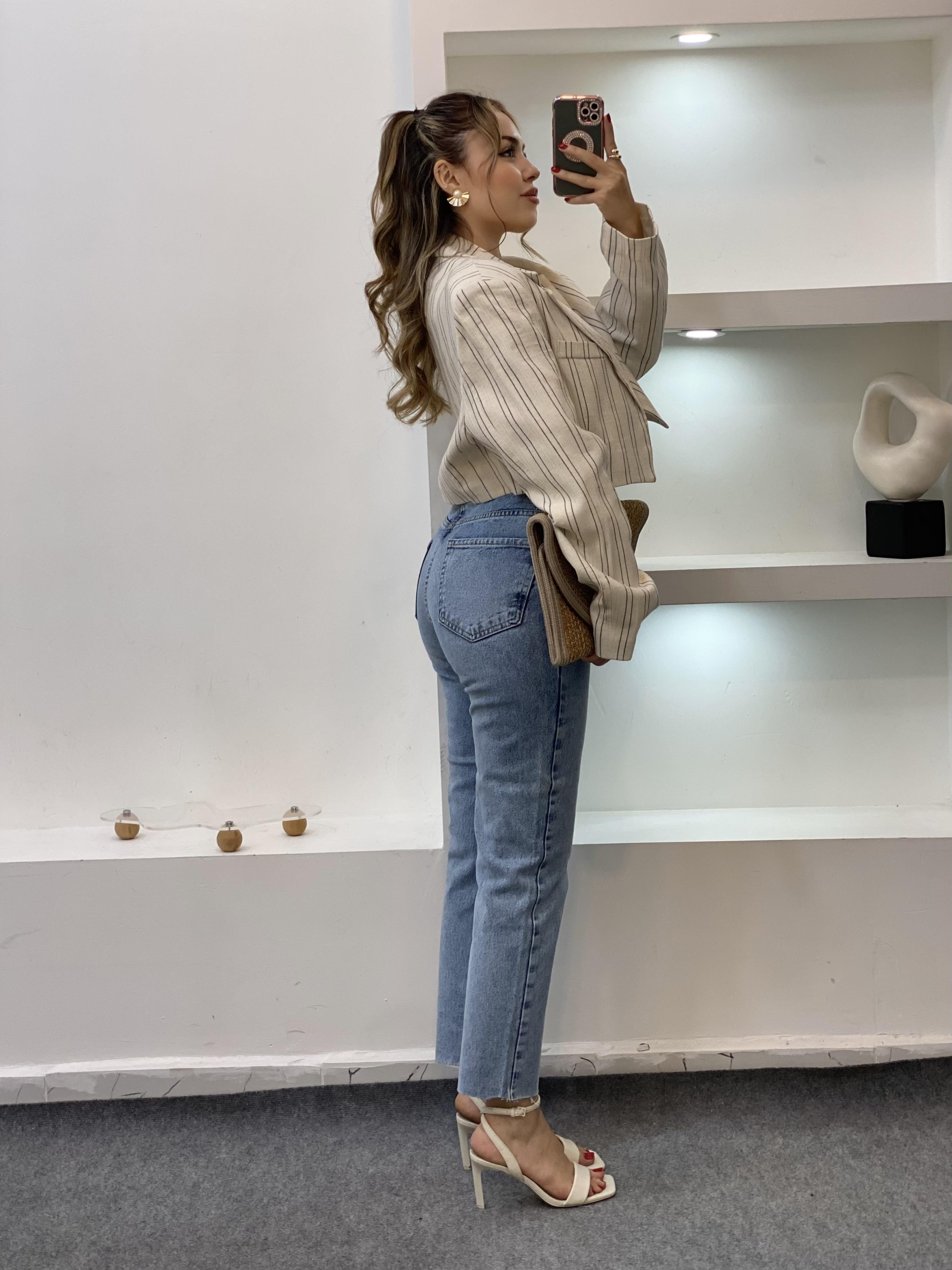 Bej Premium Seri Çizgili Model Vatkalı Ceket 