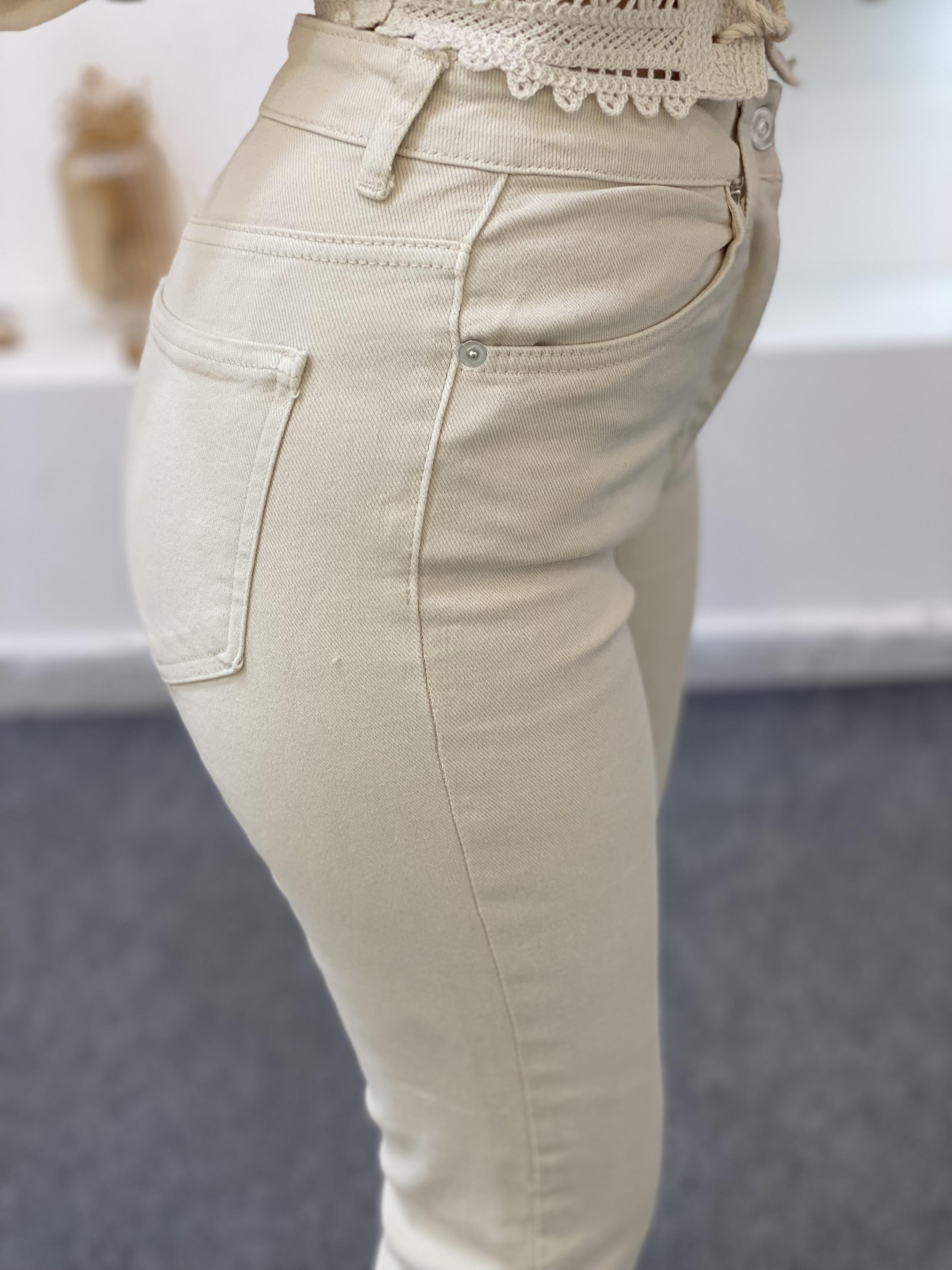 Bej Renk Boyfit Jean 