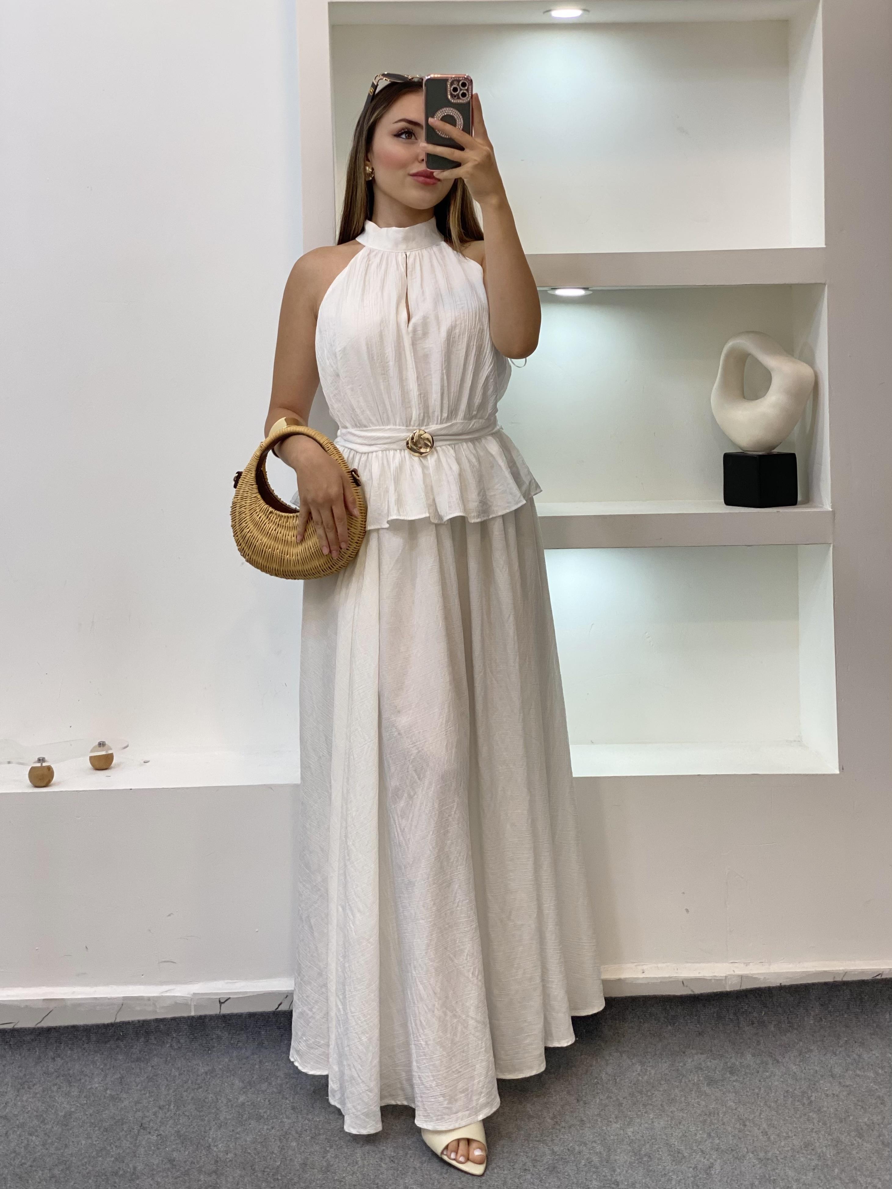 Kırık Beyaz Premium Kalite Bluz Etek Takım