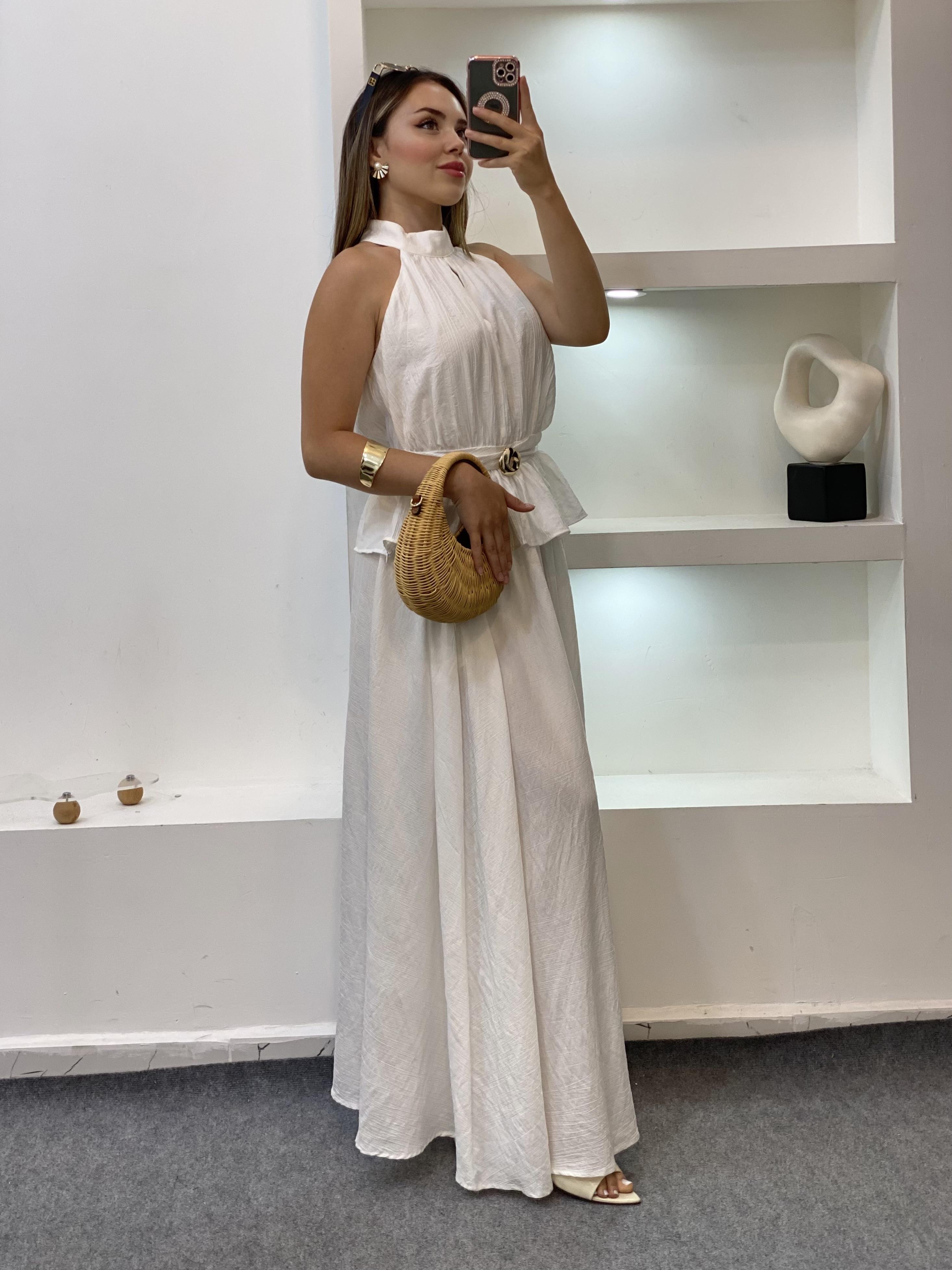 Kırık Beyaz Premium Kalite Bluz Etek Takım