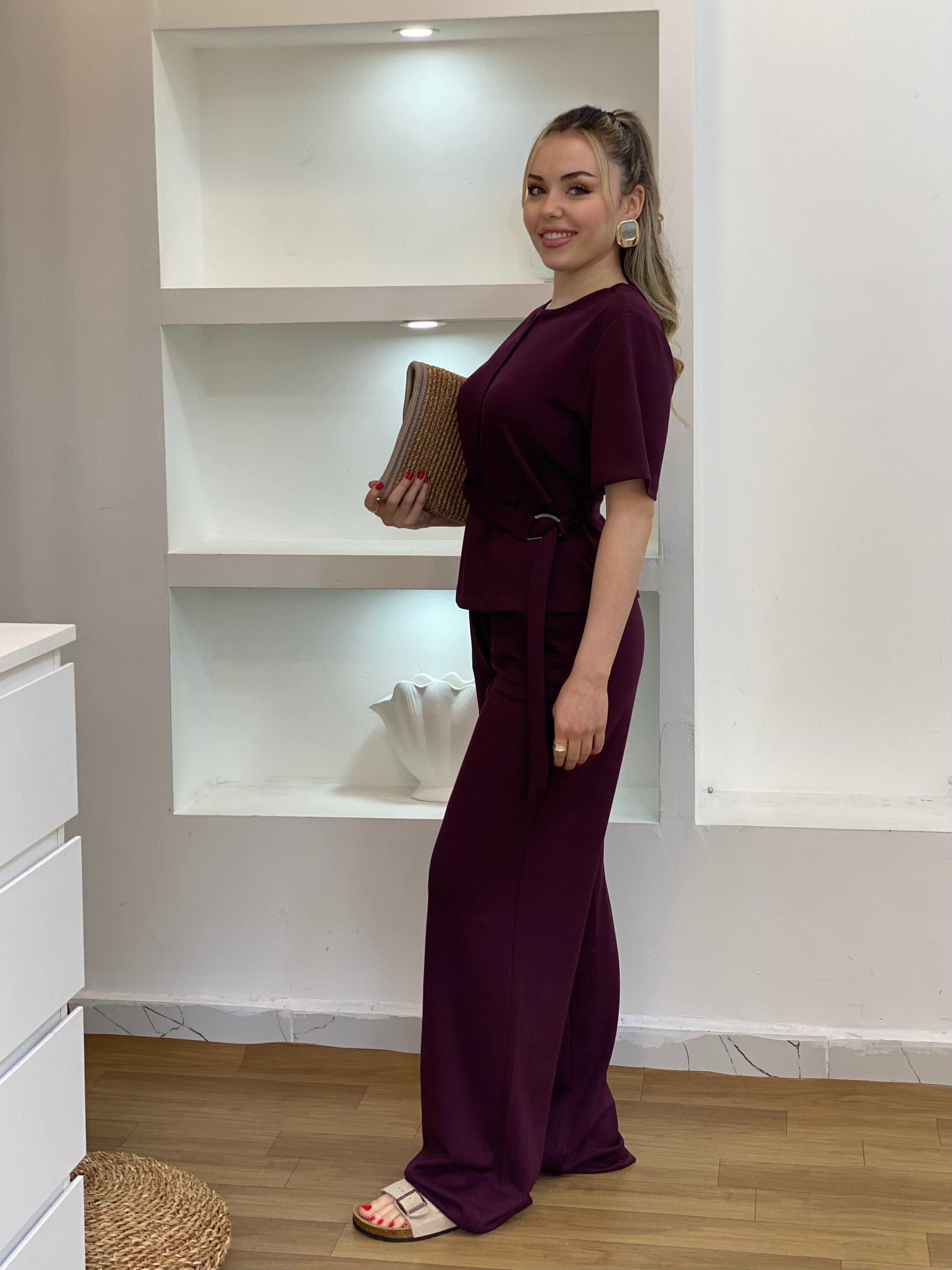 Bordo Kemerli Model Modal Takım