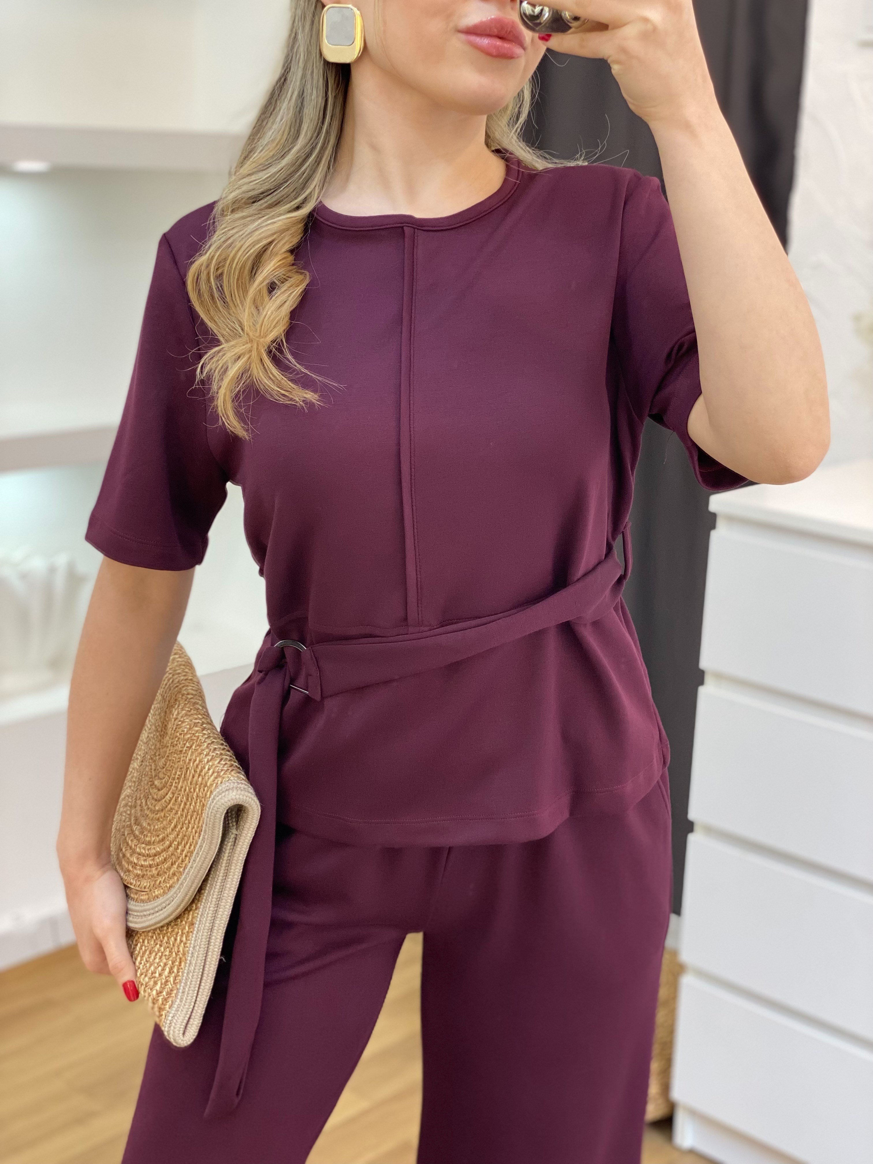 Bordo Kemerli Model Modal Takım