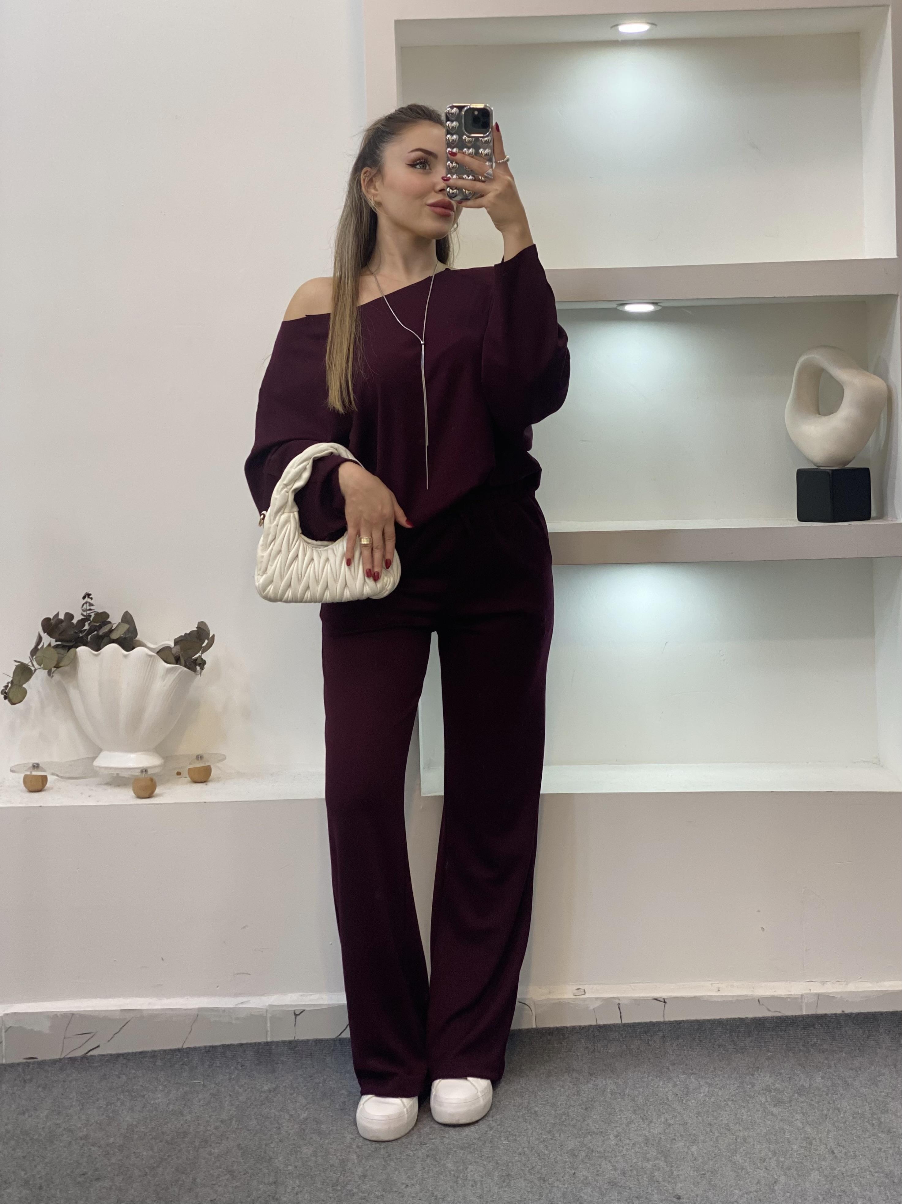 Bordo Modal Kumaş Eşofman Takımı 