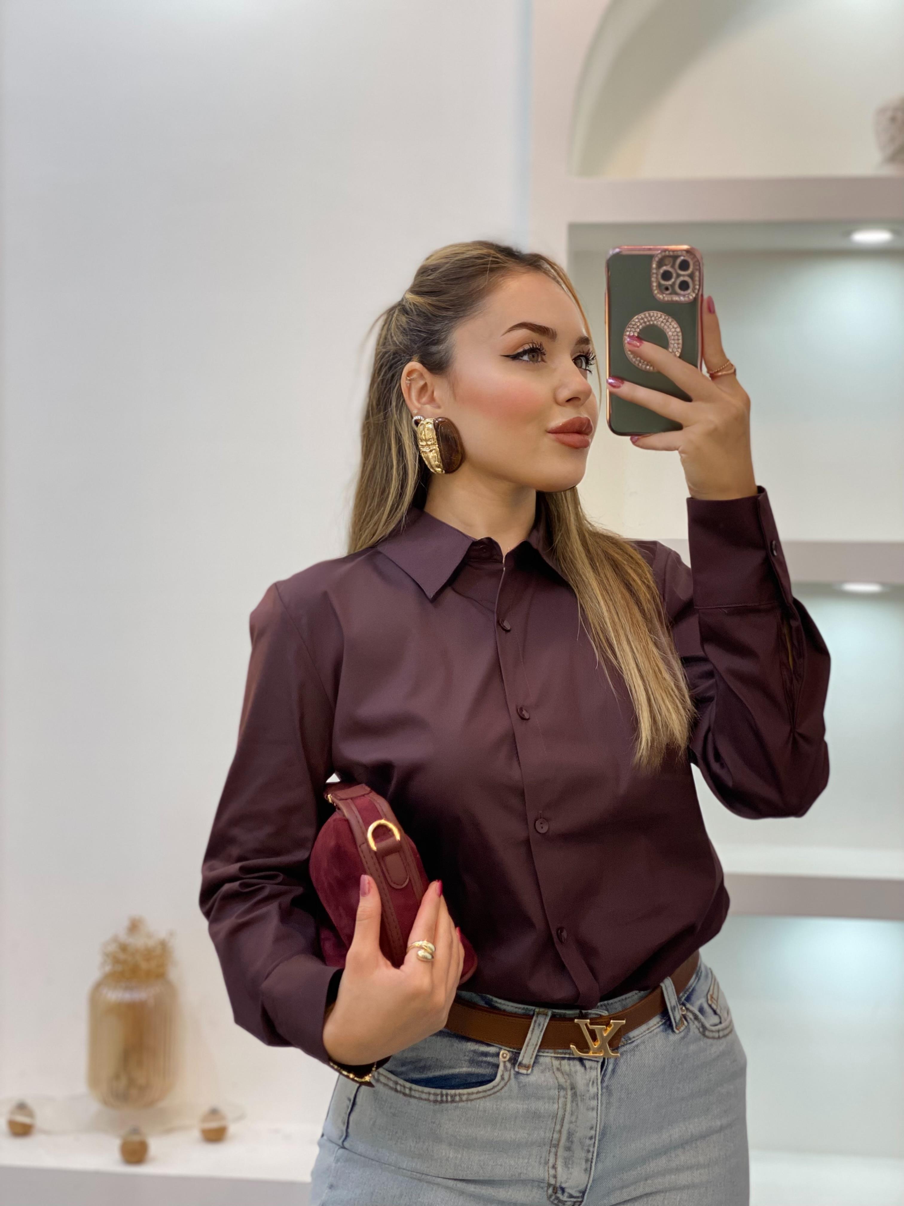 Bordo Uzun Kol Fit Gömlek 