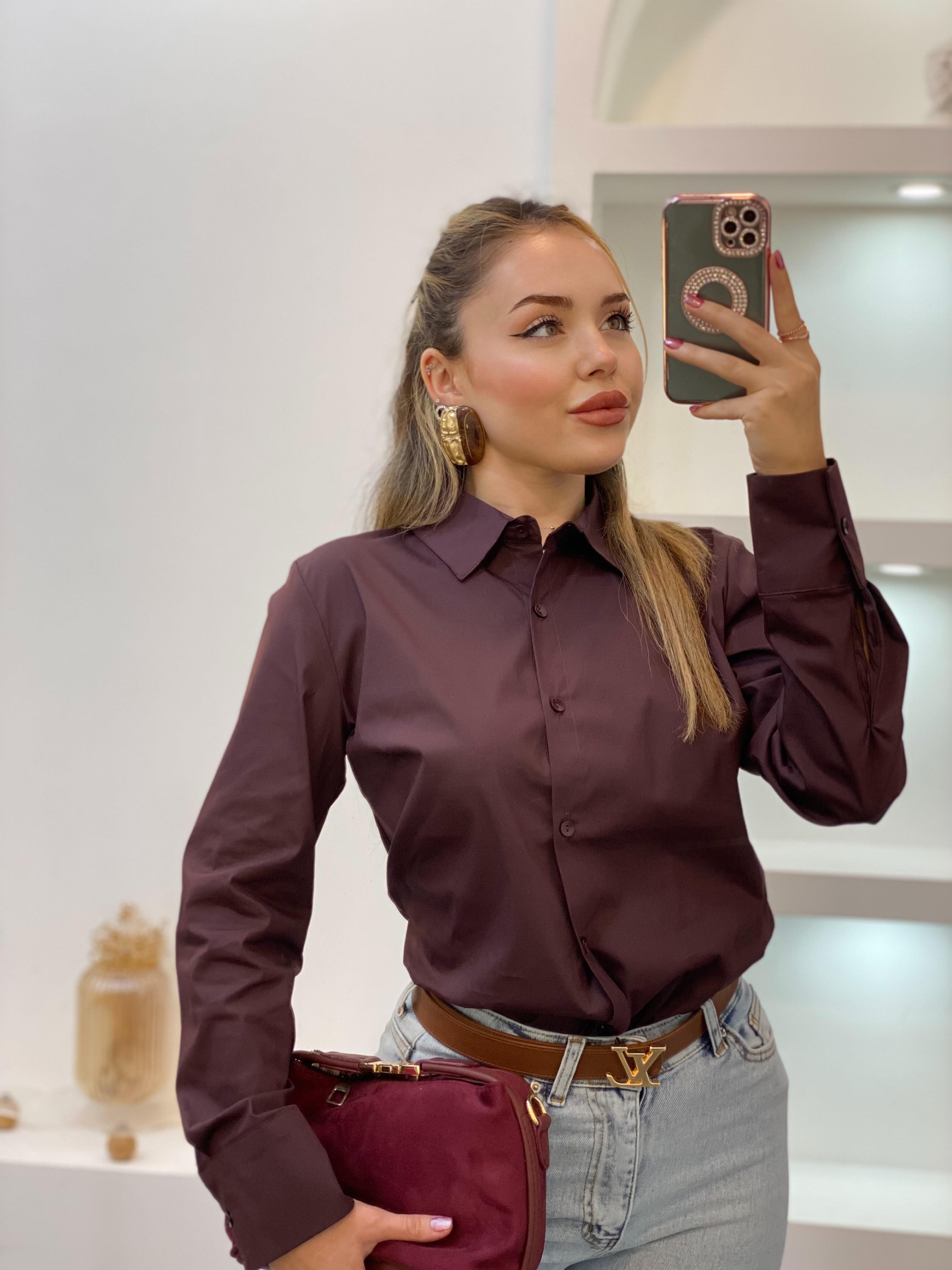 Bordo Uzun Kol Fit Gömlek 