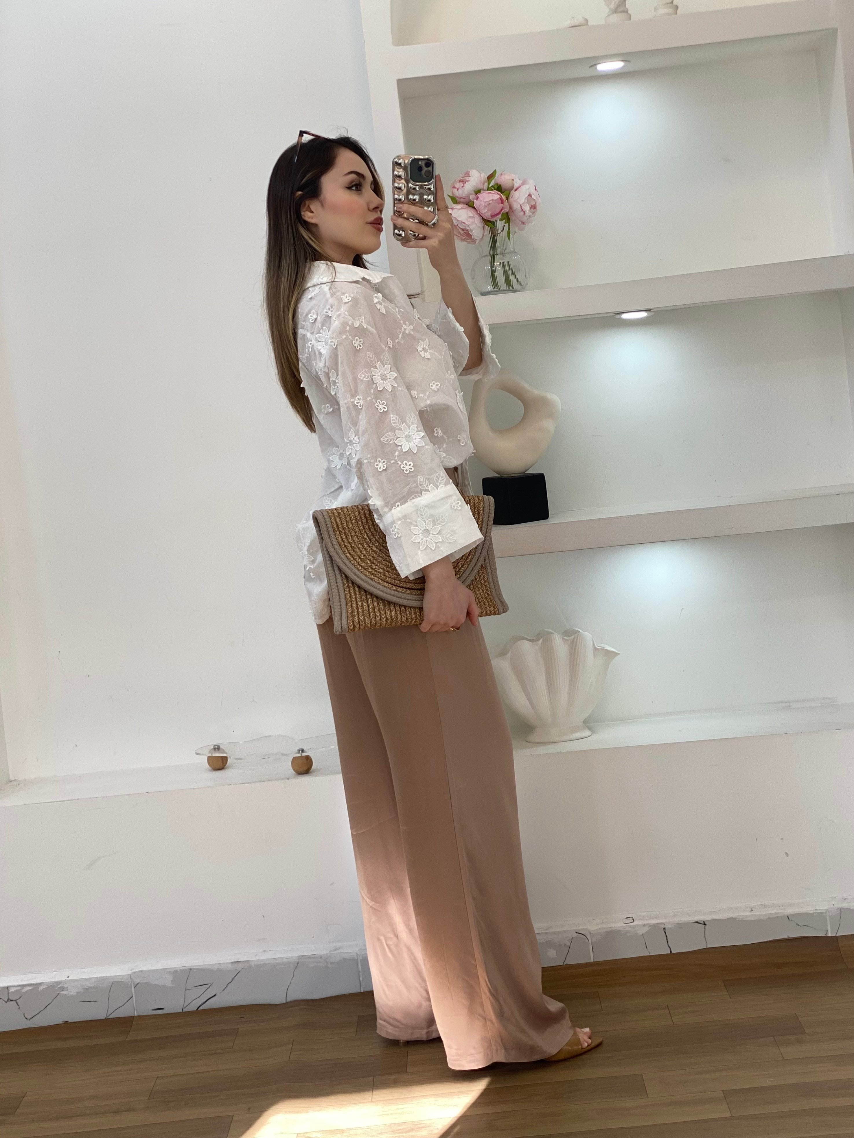 Camel Renk Saten Pantolon 