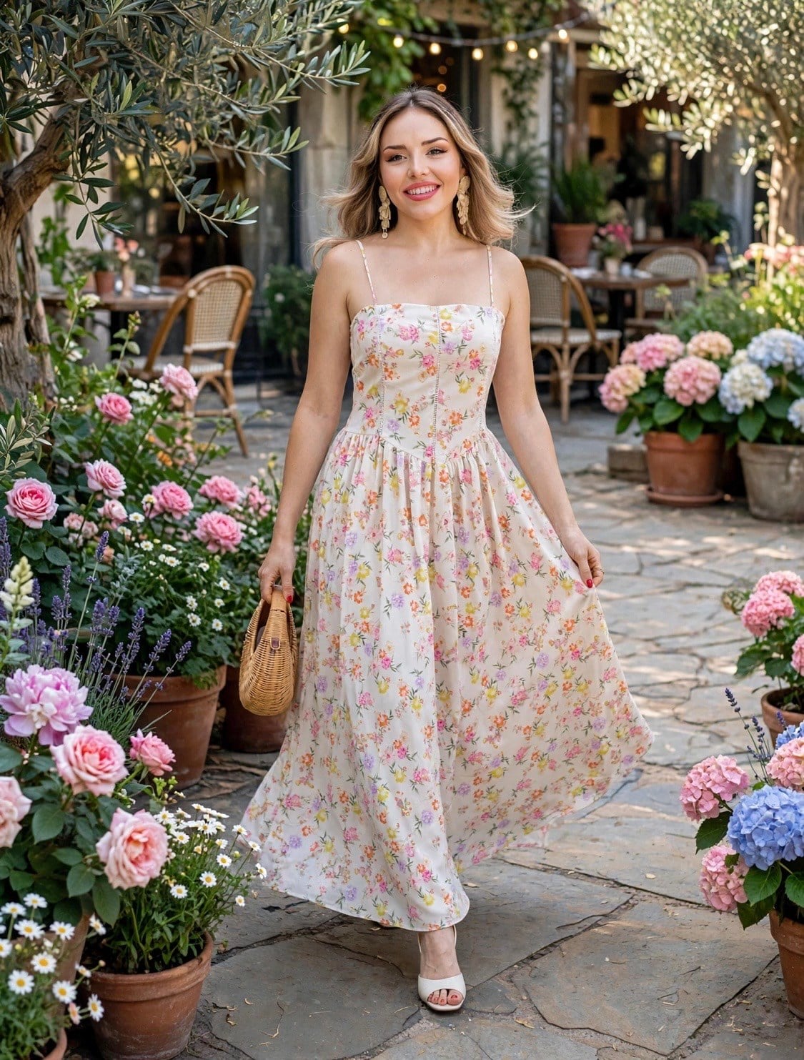 Çiçek Desenli Floral Elbise 