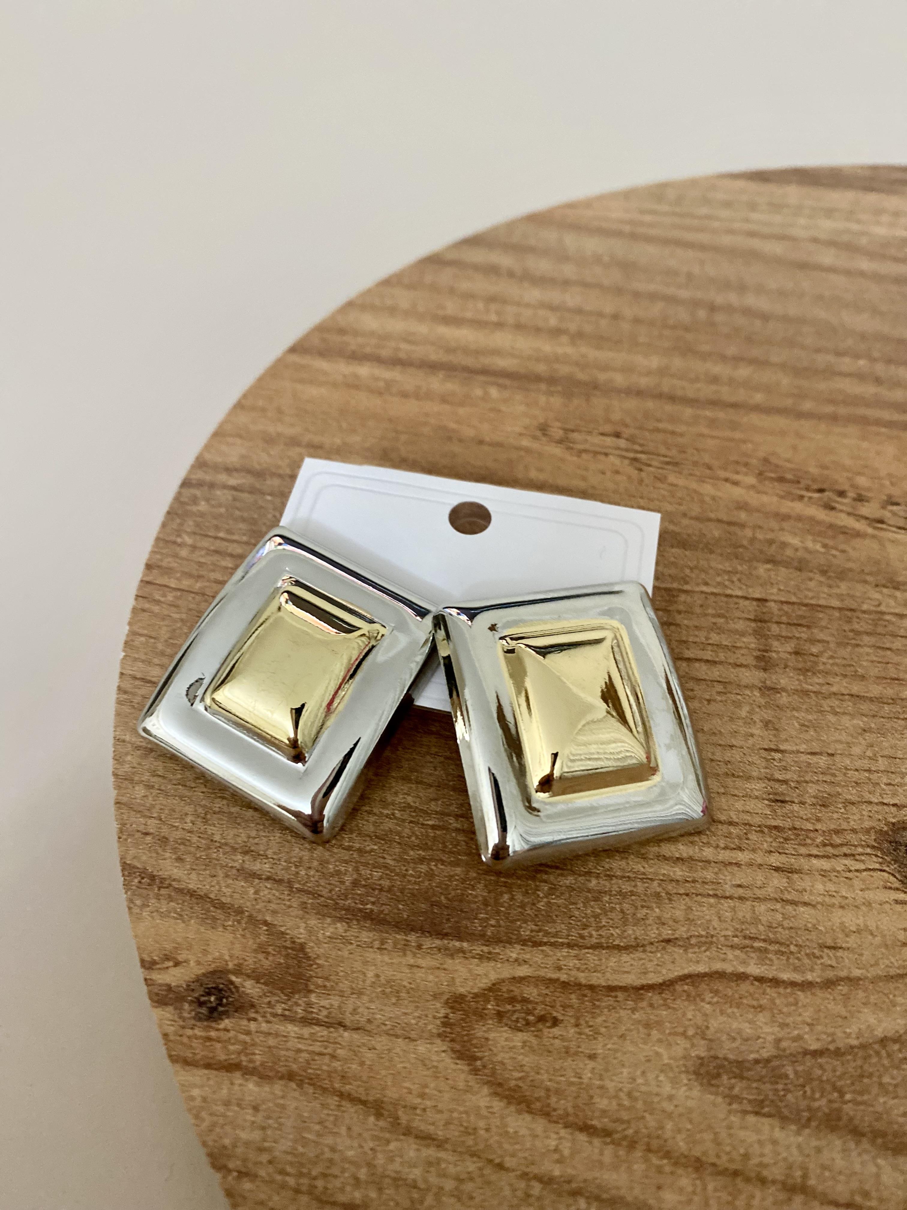 Gold Gümüş Plaka Küpe 
