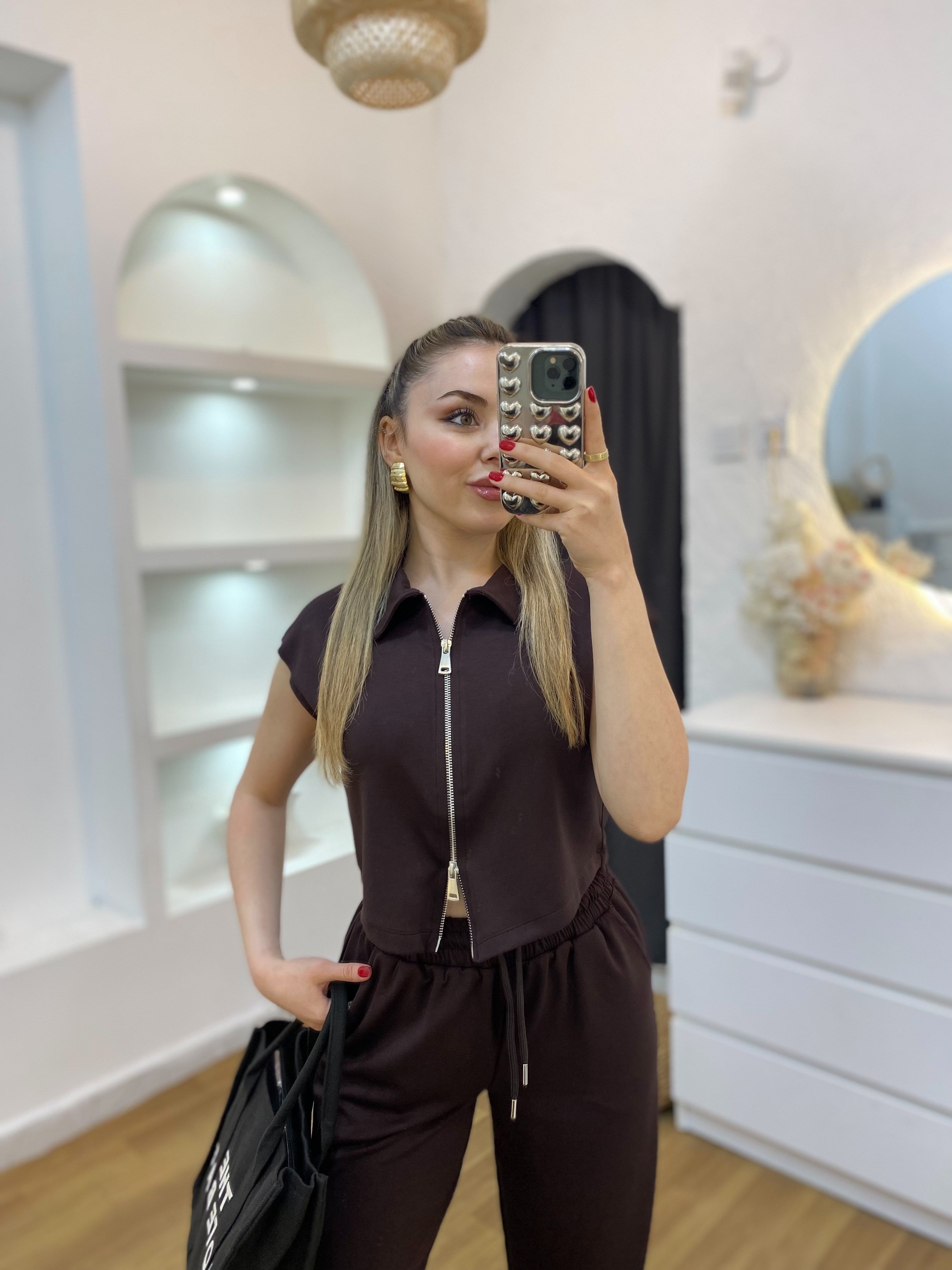 Kahve Fermuarlı Model Modal Takım