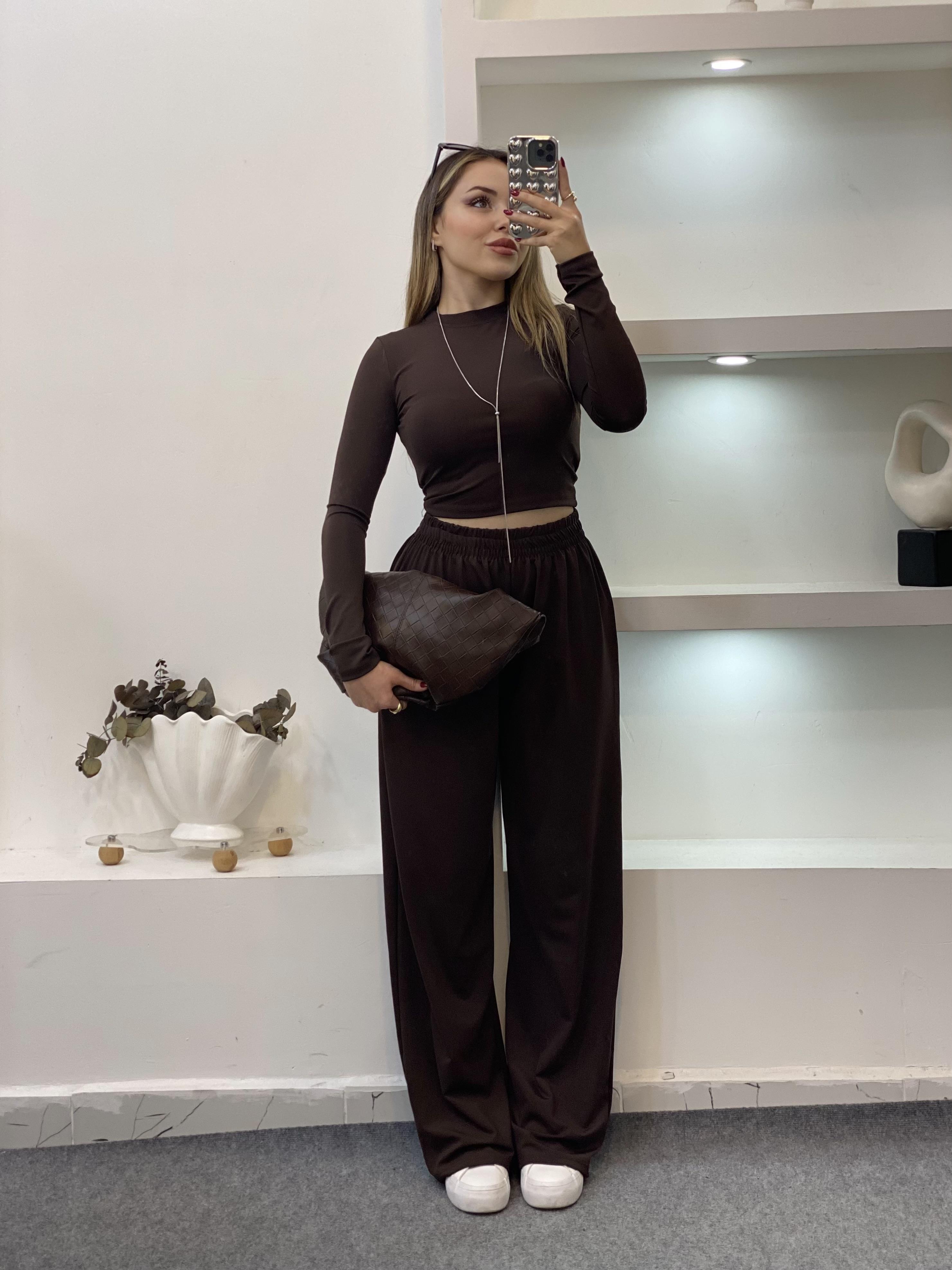 Kahve Likralı Scuba Takım