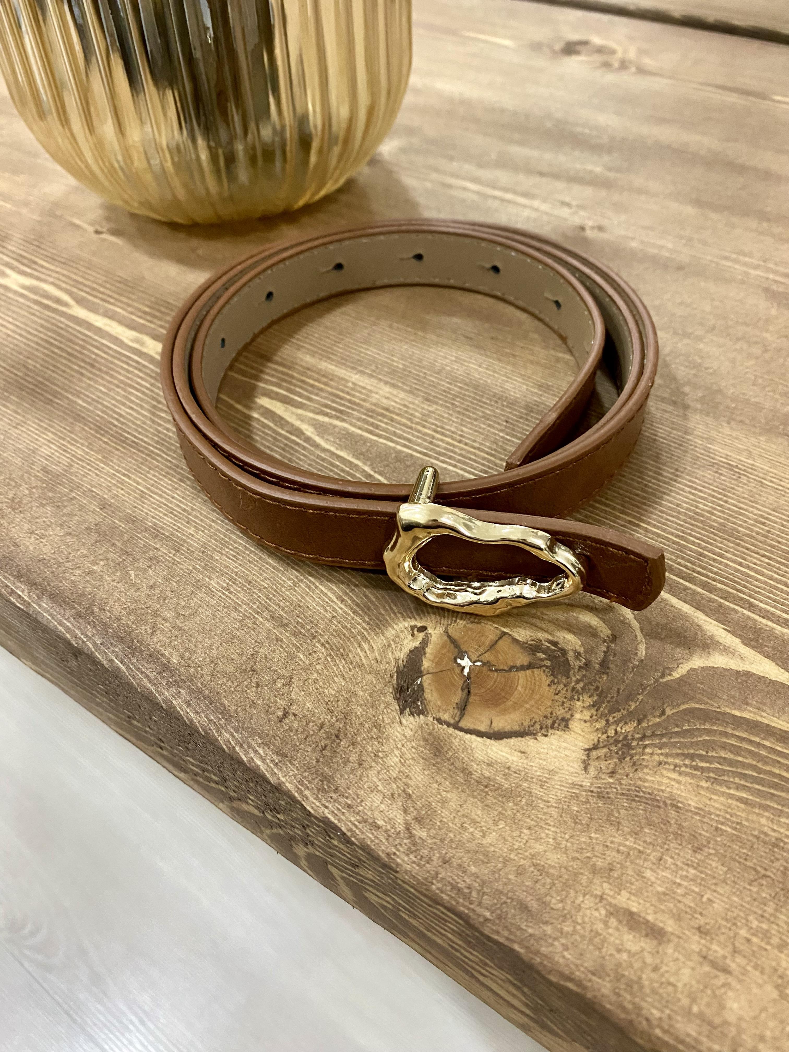 Kahve Oval Gold Tokalı Kemer