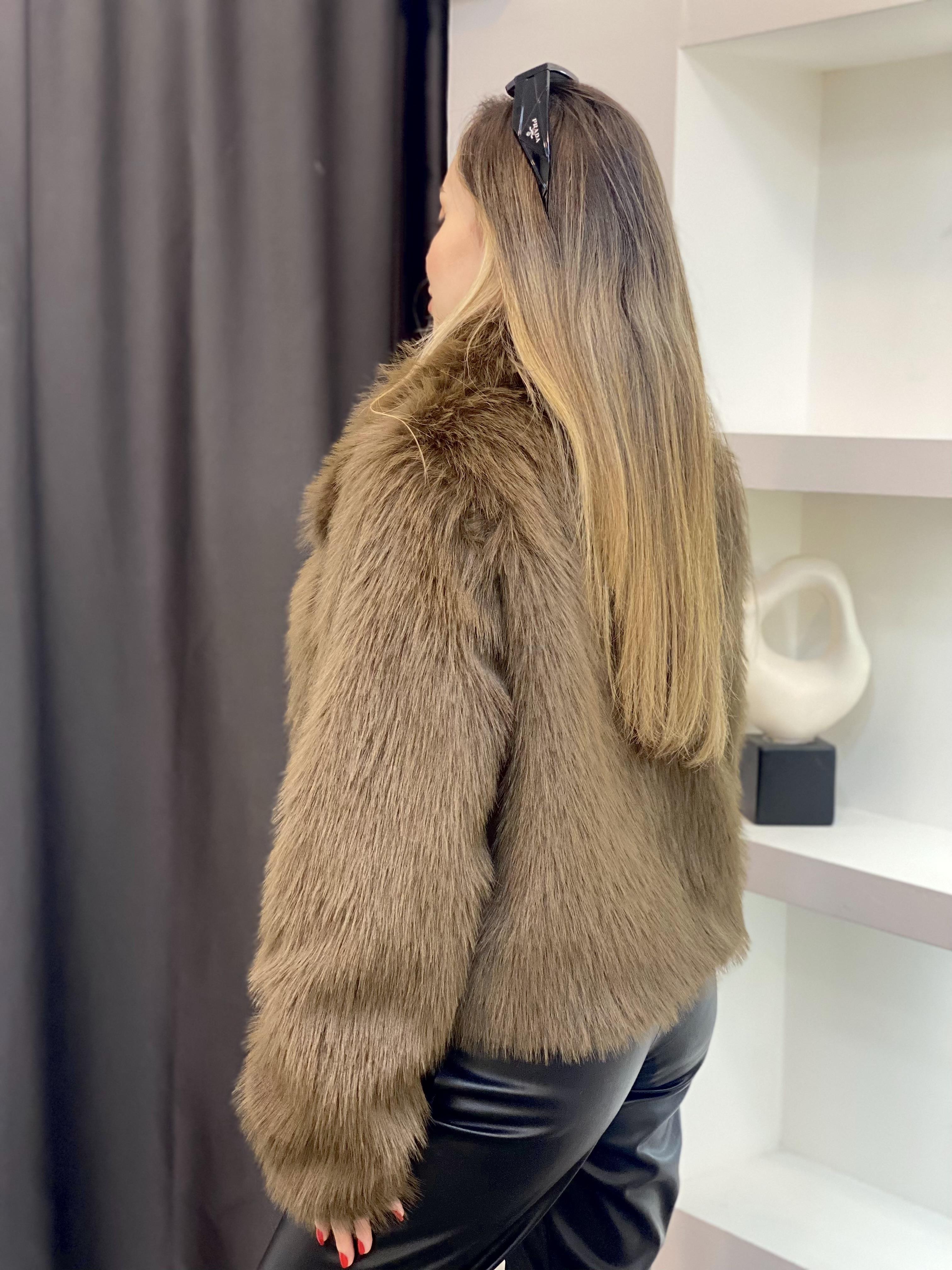 Kahve Premium Fermuarlı Kürk