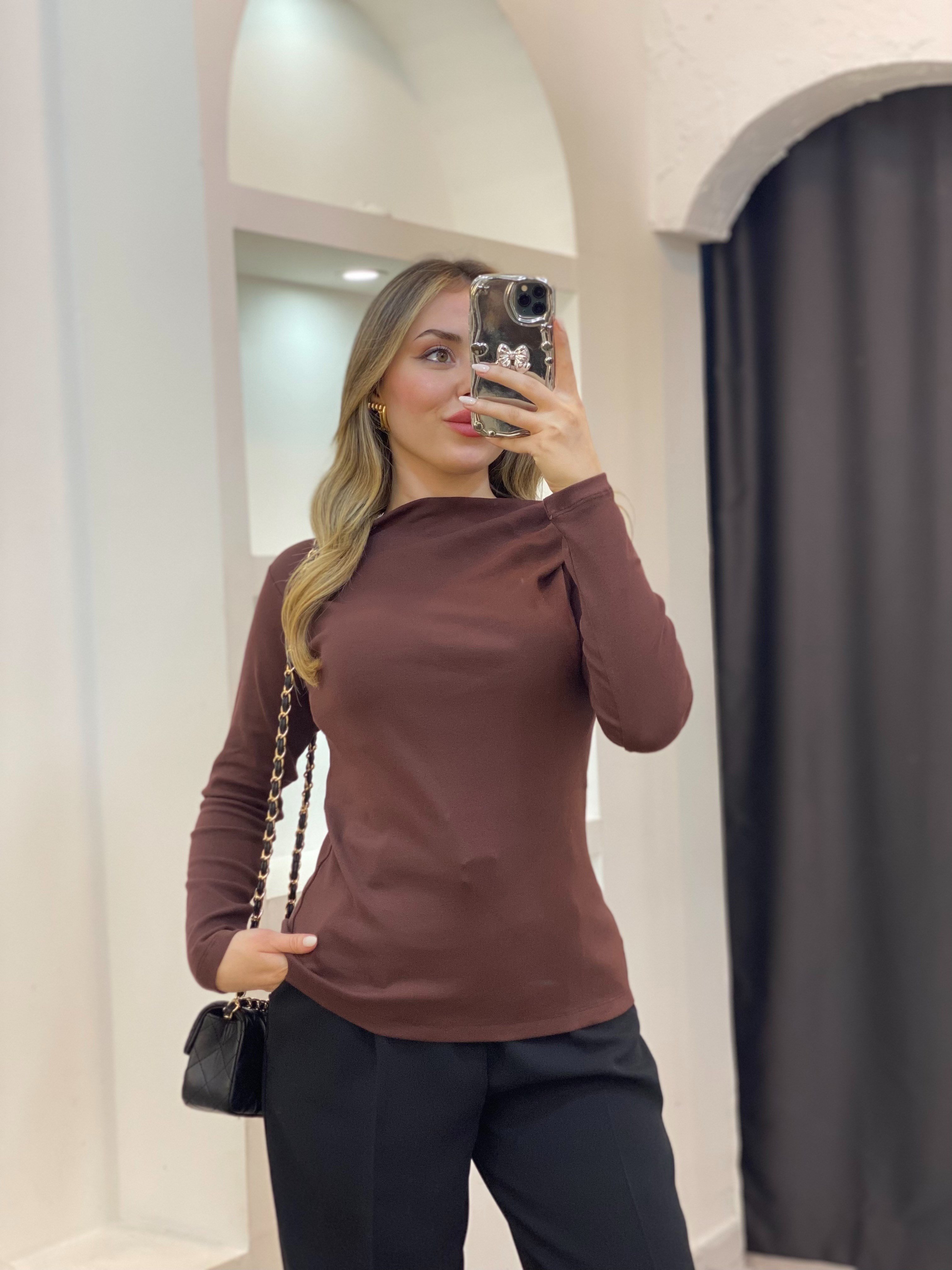 Kahve Yaka Düğümlü Body