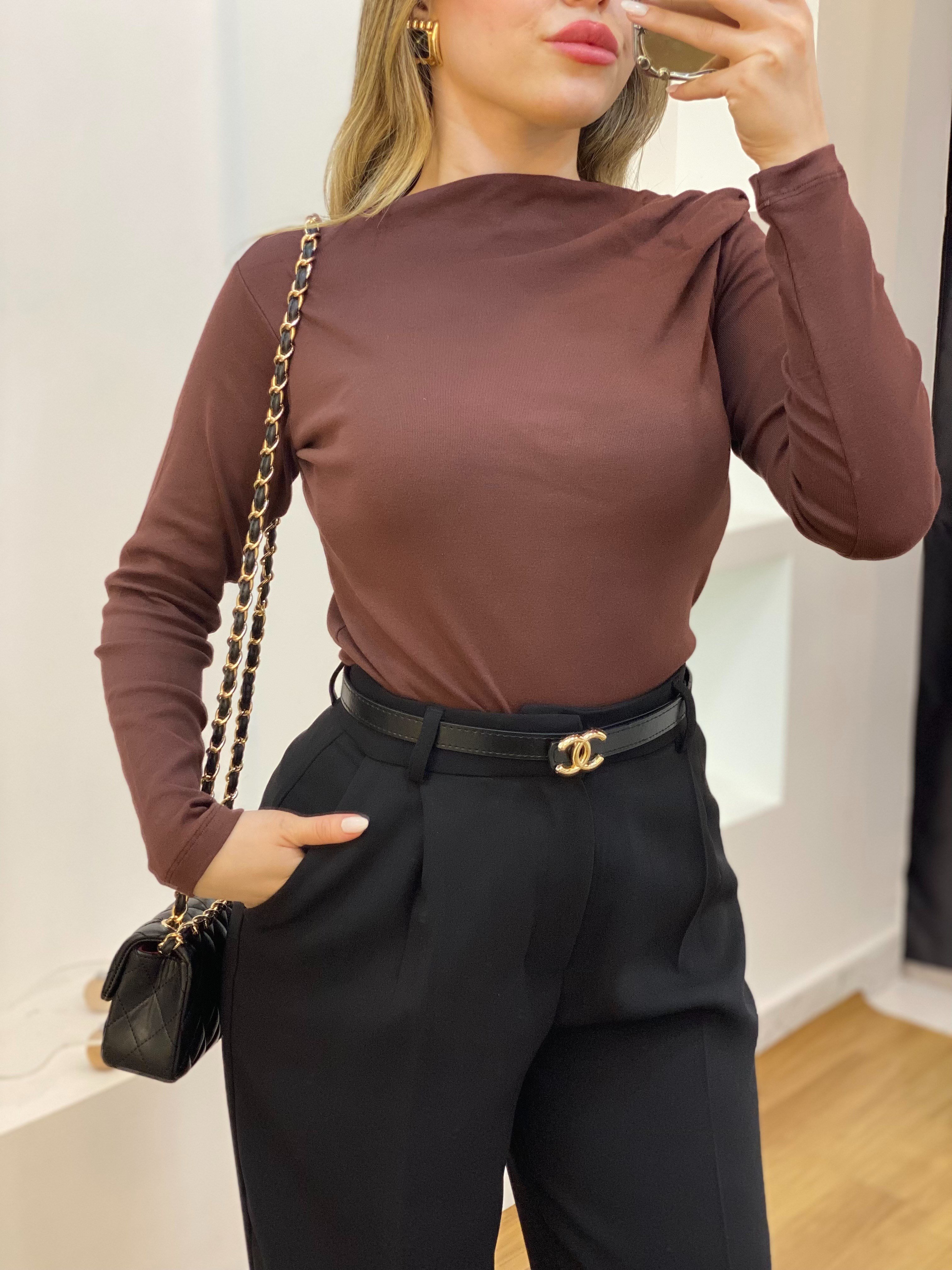 Kahve Yaka Düğümlü Body