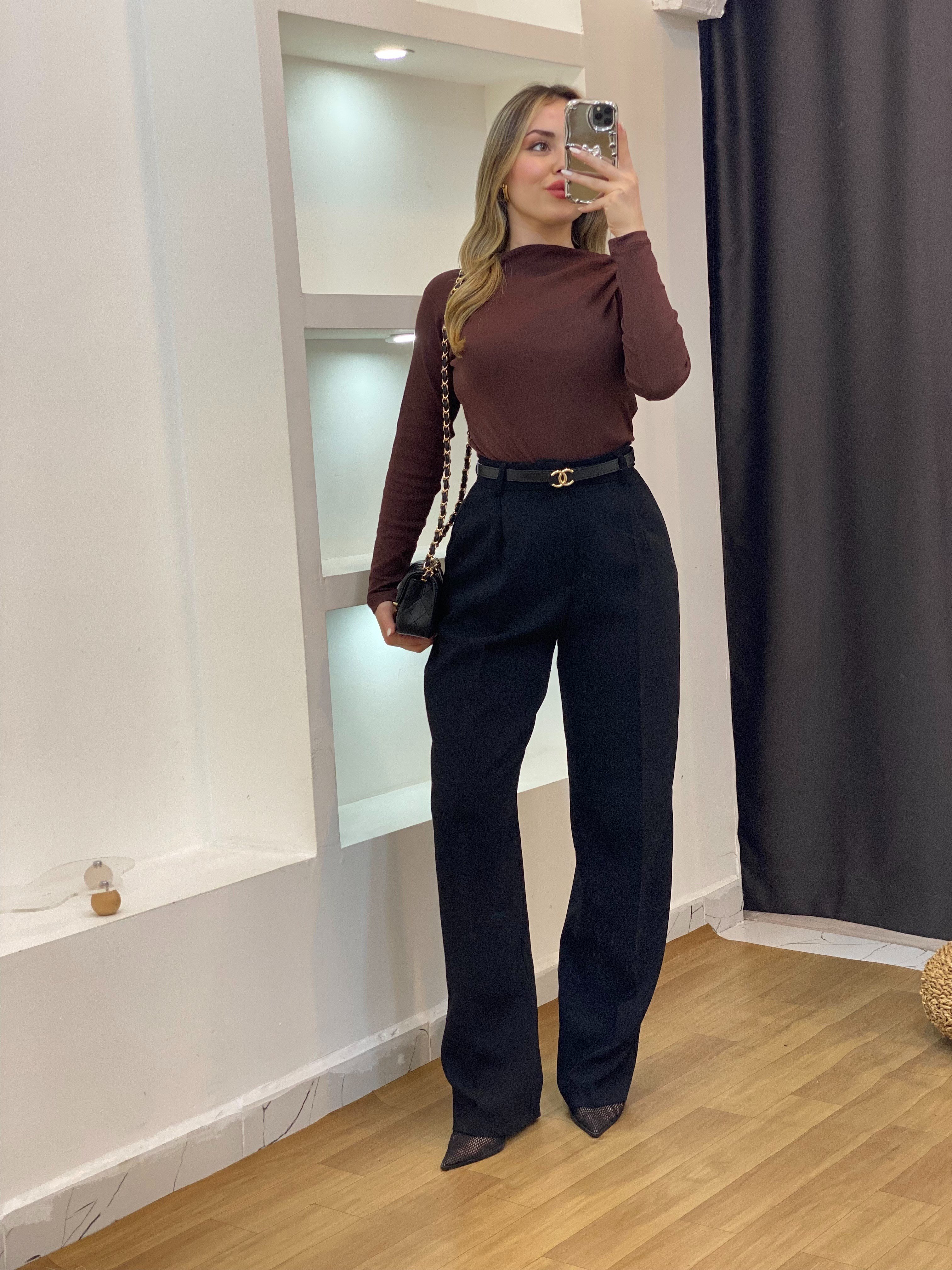 Kahve Yaka Düğümlü Body