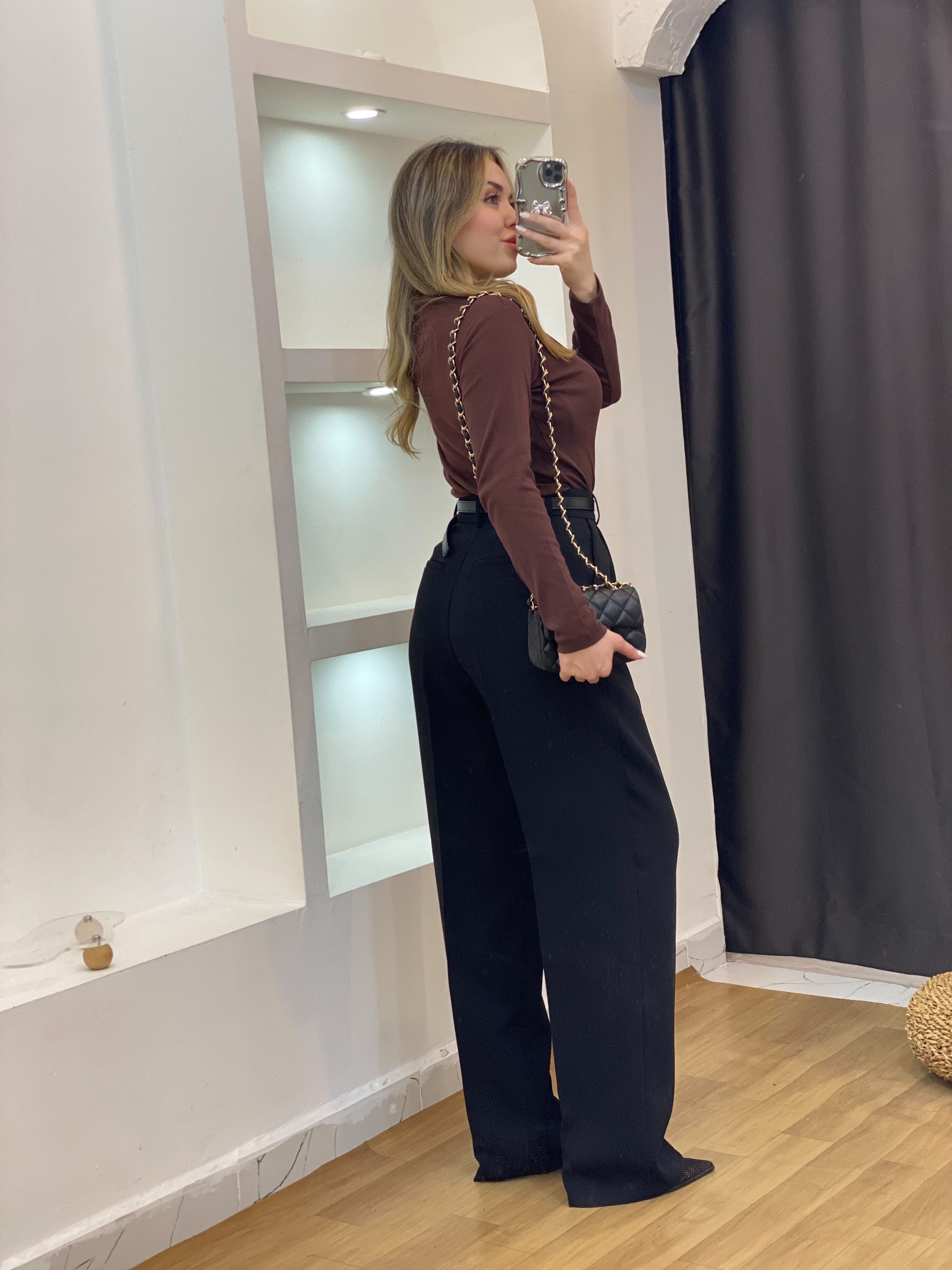 Kahve Yaka Düğümlü Body