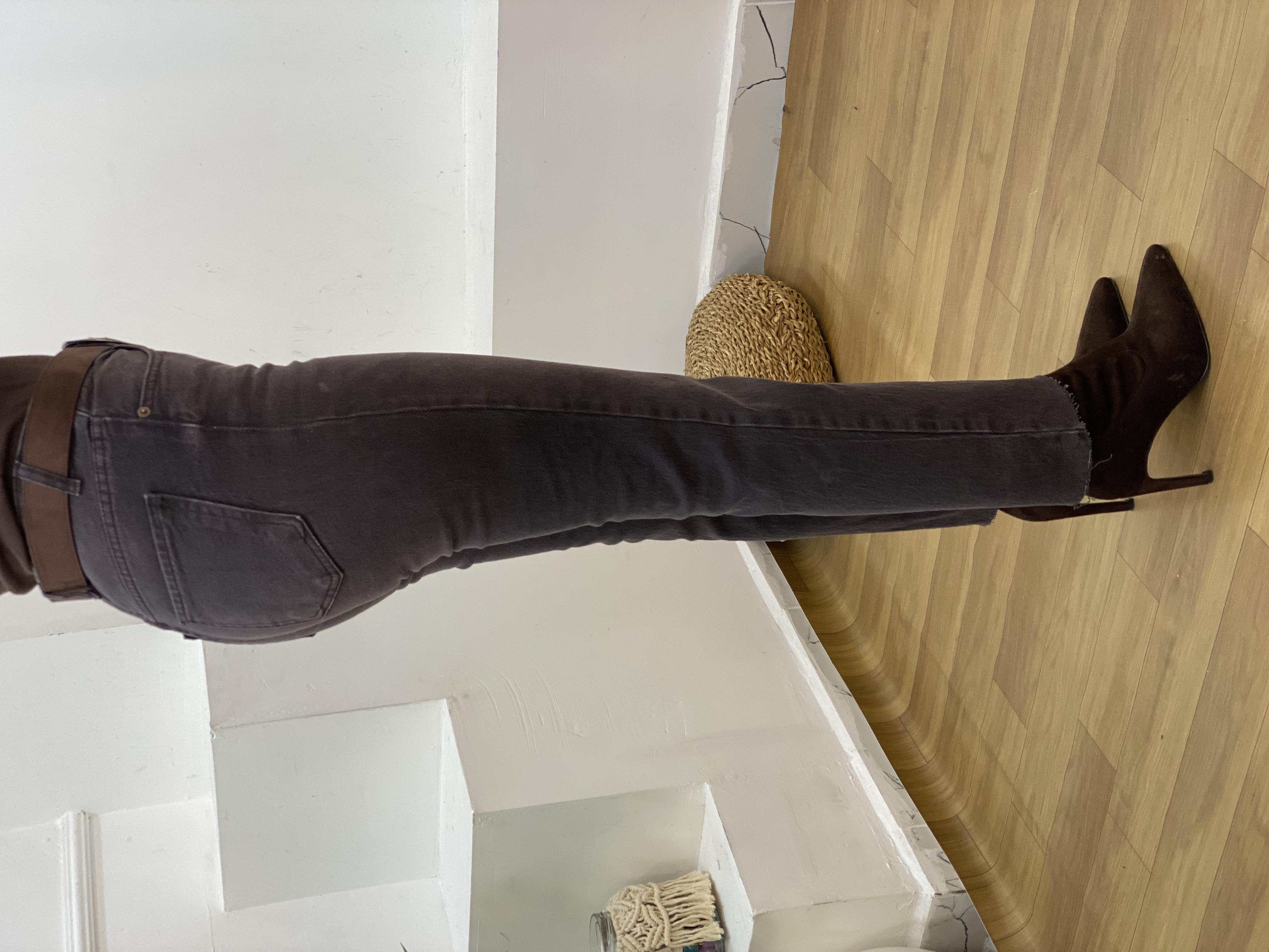 Kahve Yıkamalı Yüksek Bel Boyfit Jean