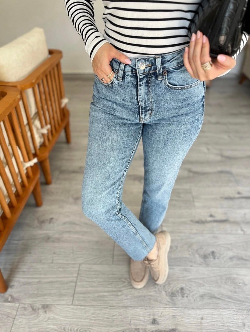 Kar Yıkama Yüksek Bel Boyfit Jean
