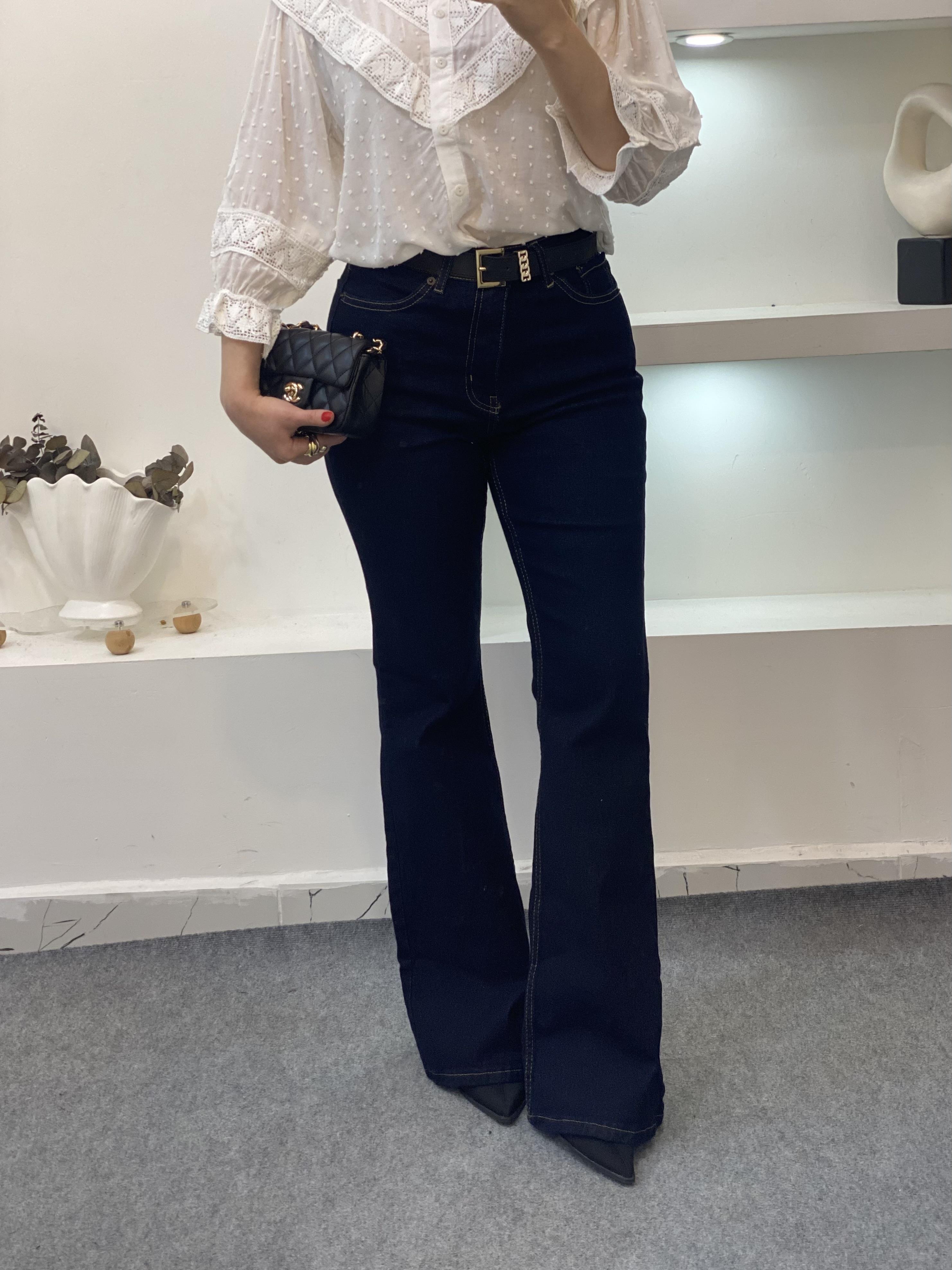 Koyu Mavi İspanyol Jean