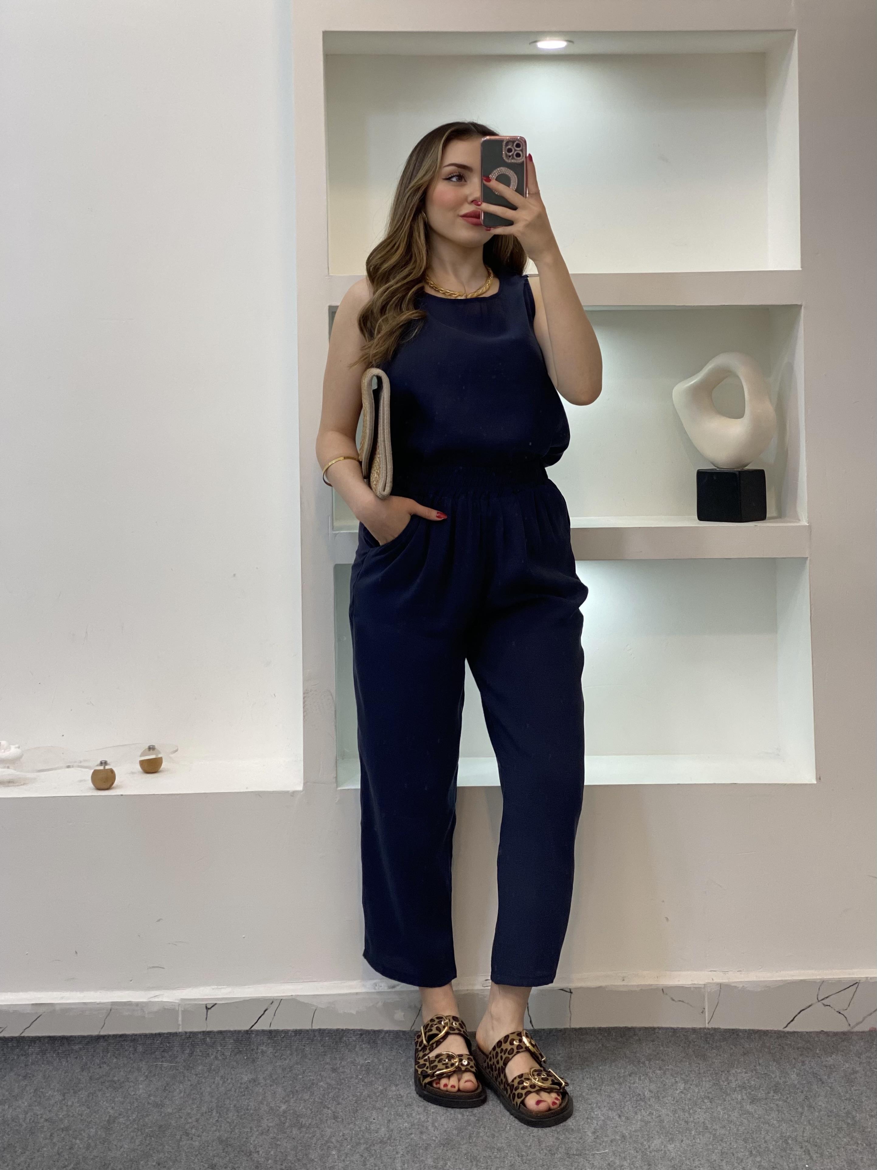 Lacivert Bluz Pantolon Tensel Takım