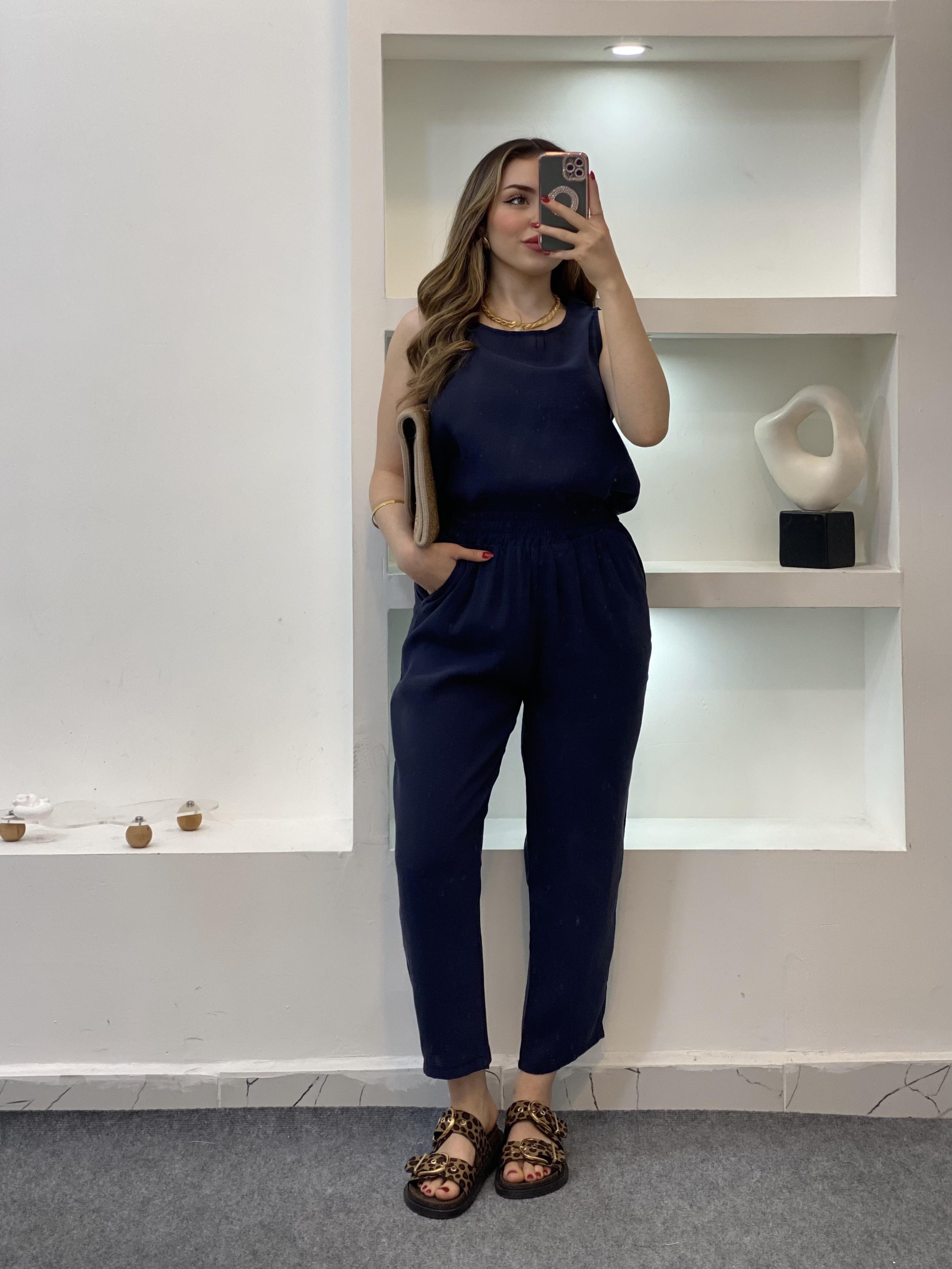 Lacivert Bluz Pantolon Tensel Takım