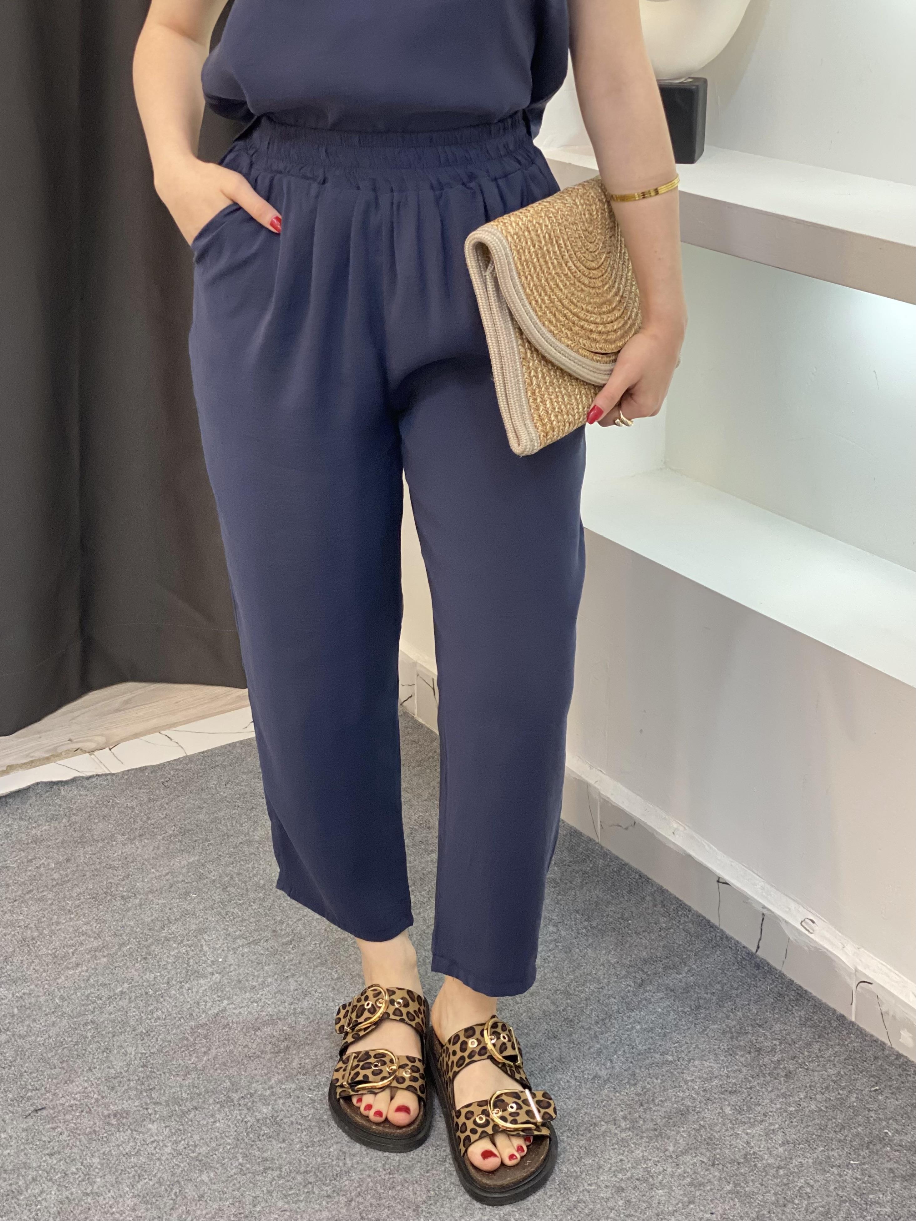 Lacivert Bluz Pantolon Tensel Takım