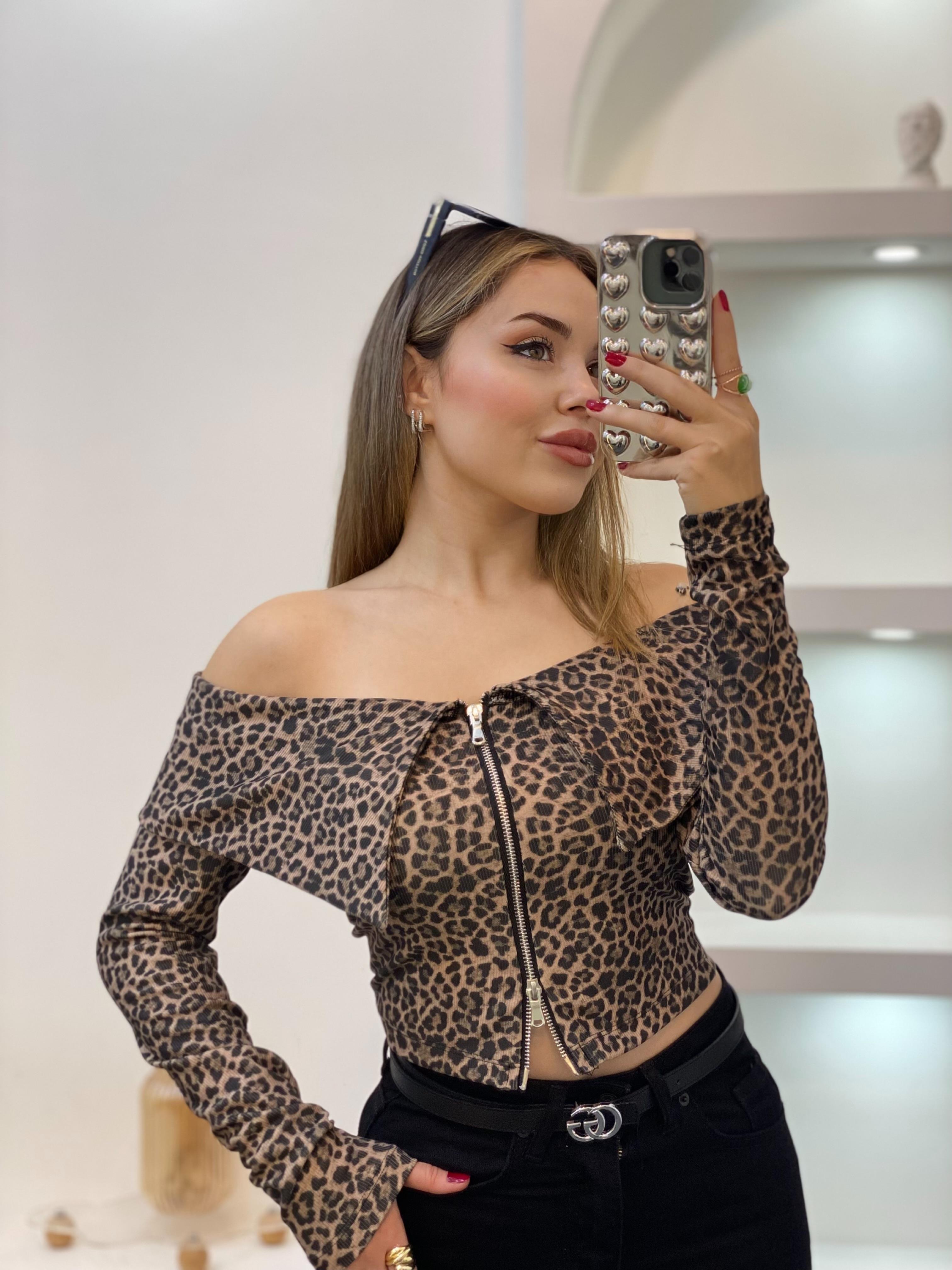 Leo Desen Fermuarlı Bluz