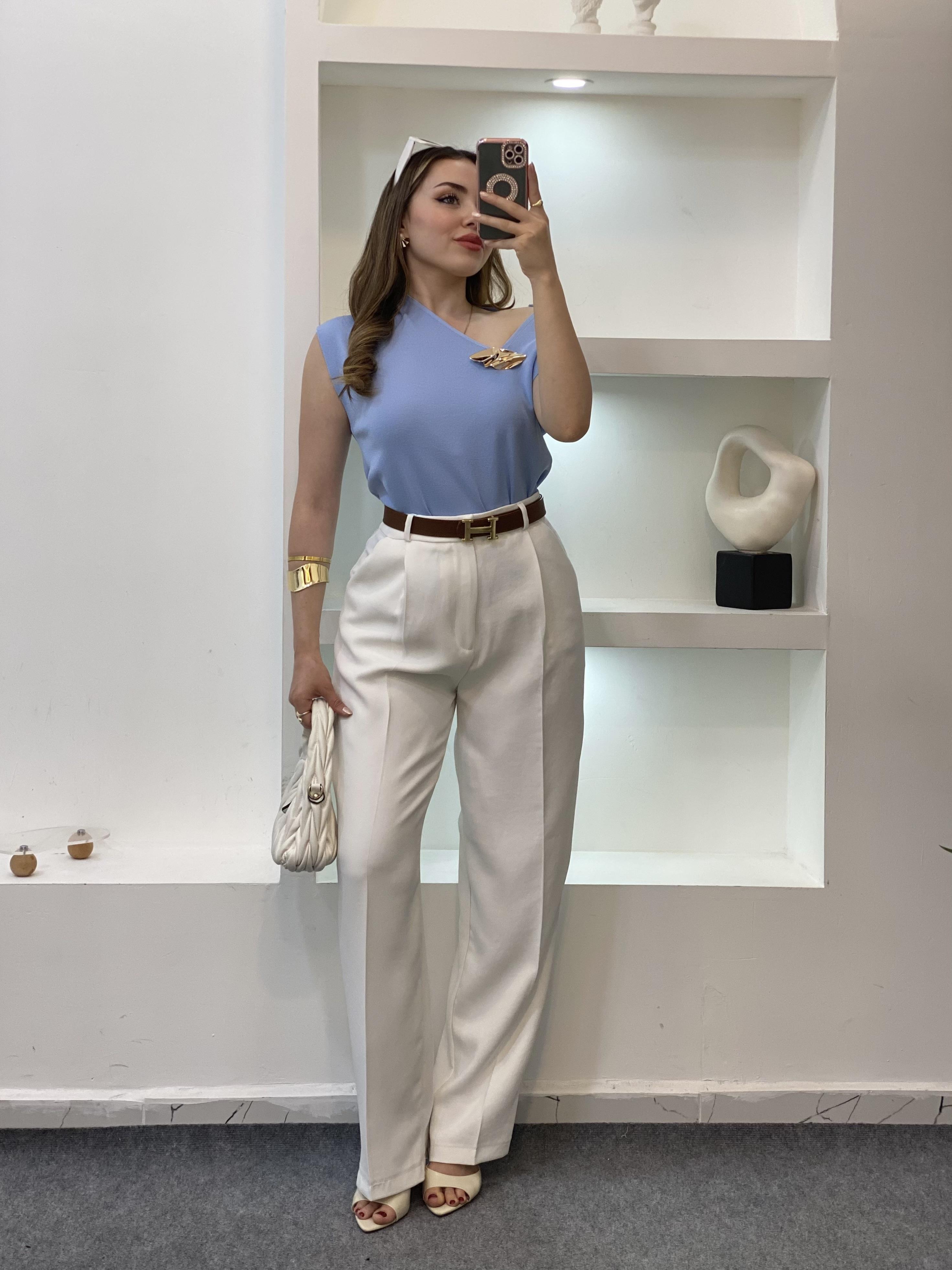 Mavi Gold Toka Detaylı Triko Bluz