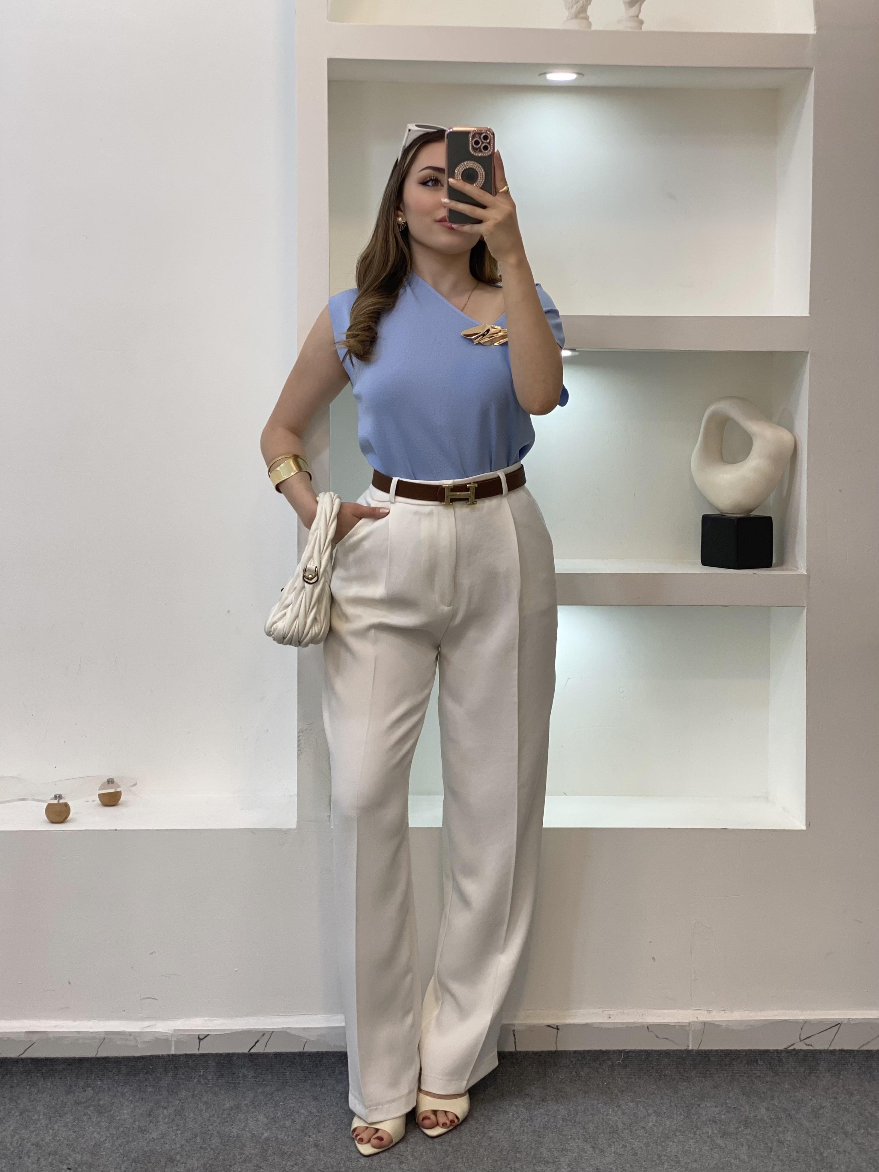 Mavi Gold Toka Detaylı Triko Bluz