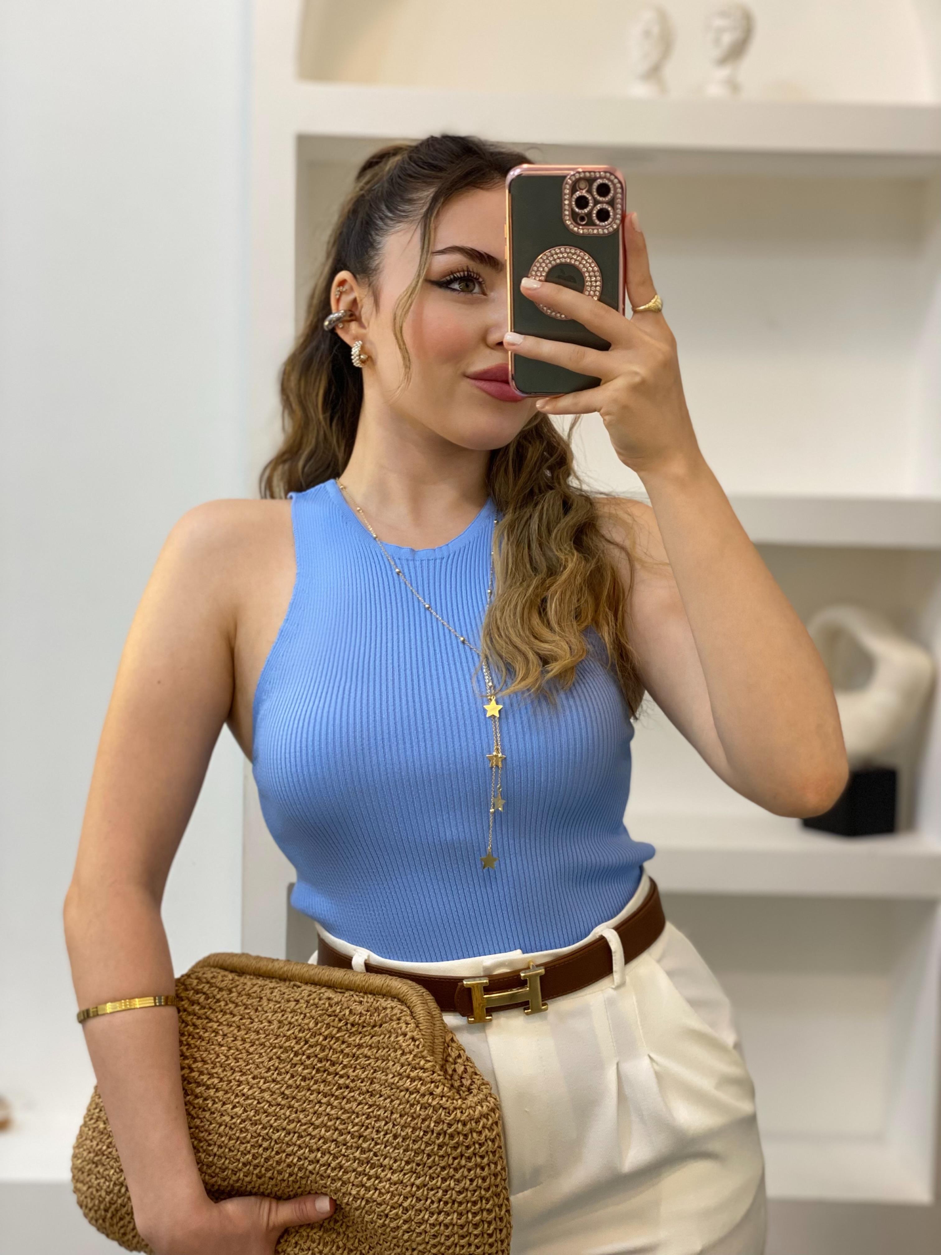 Mavi Kolsuz Basic Triko Bluz