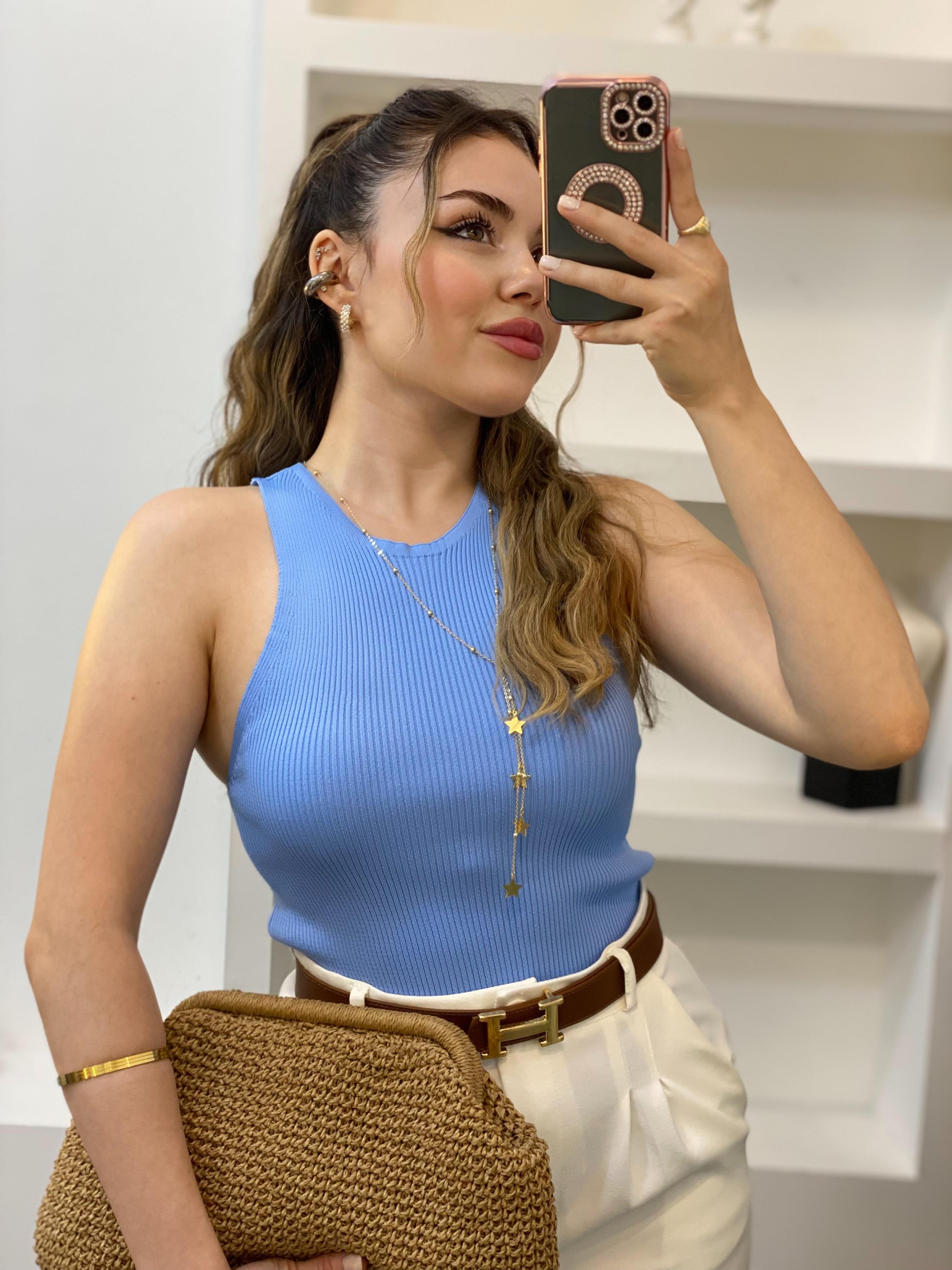 Mavi Kolsuz Basic Triko Bluz