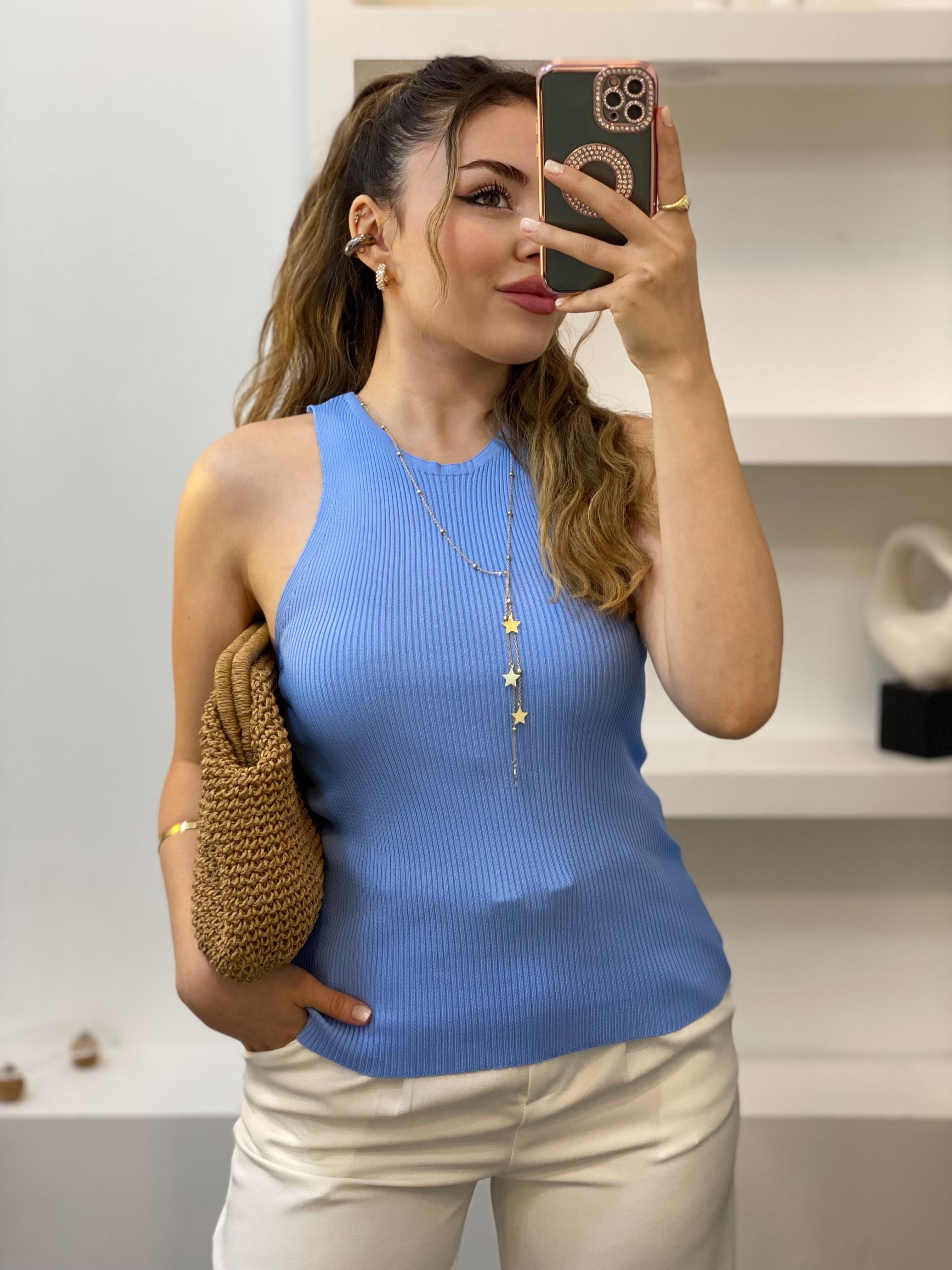 Mavi Kolsuz Basic Triko Bluz