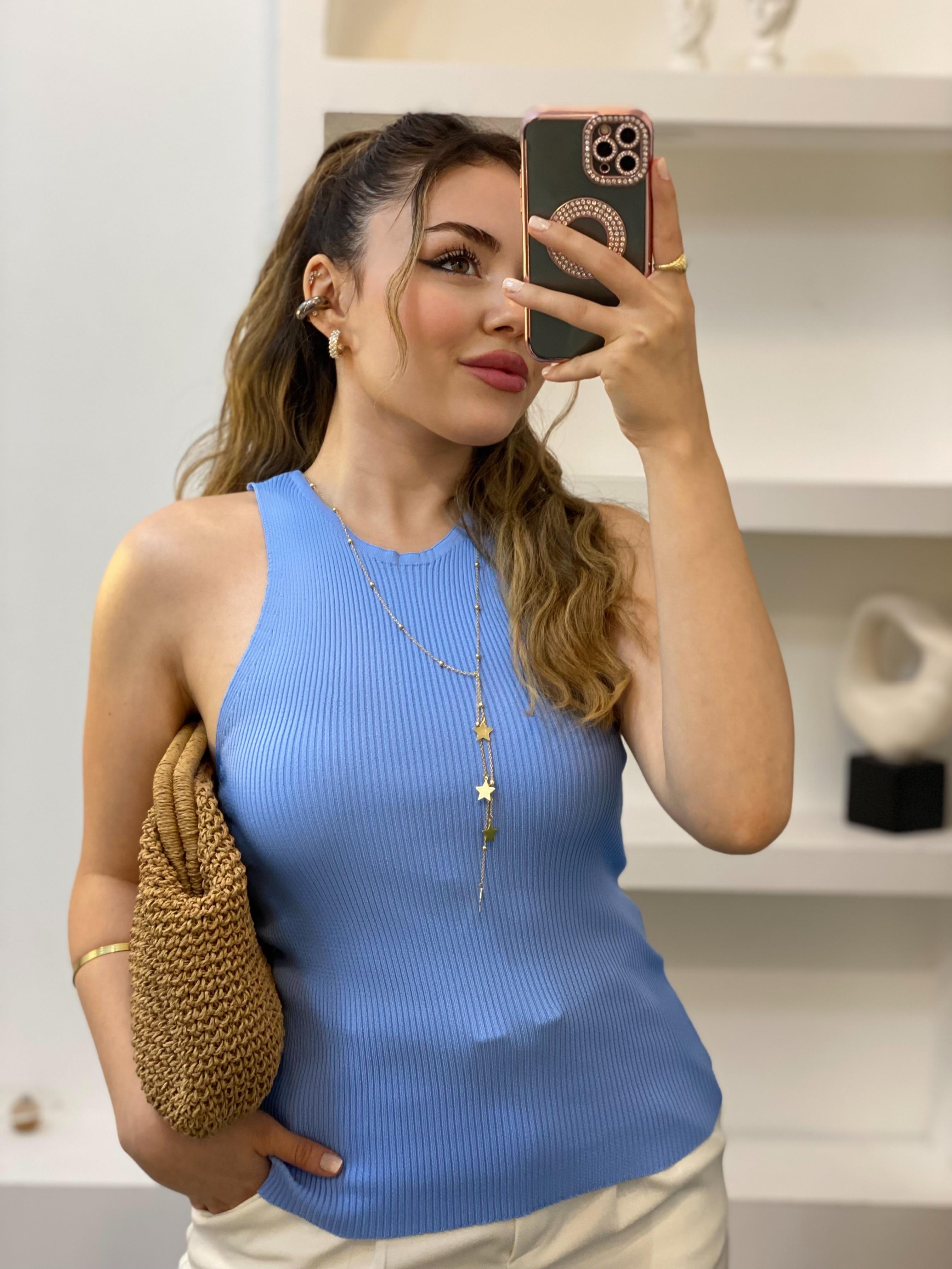 Mavi Kolsuz Basic Triko Bluz