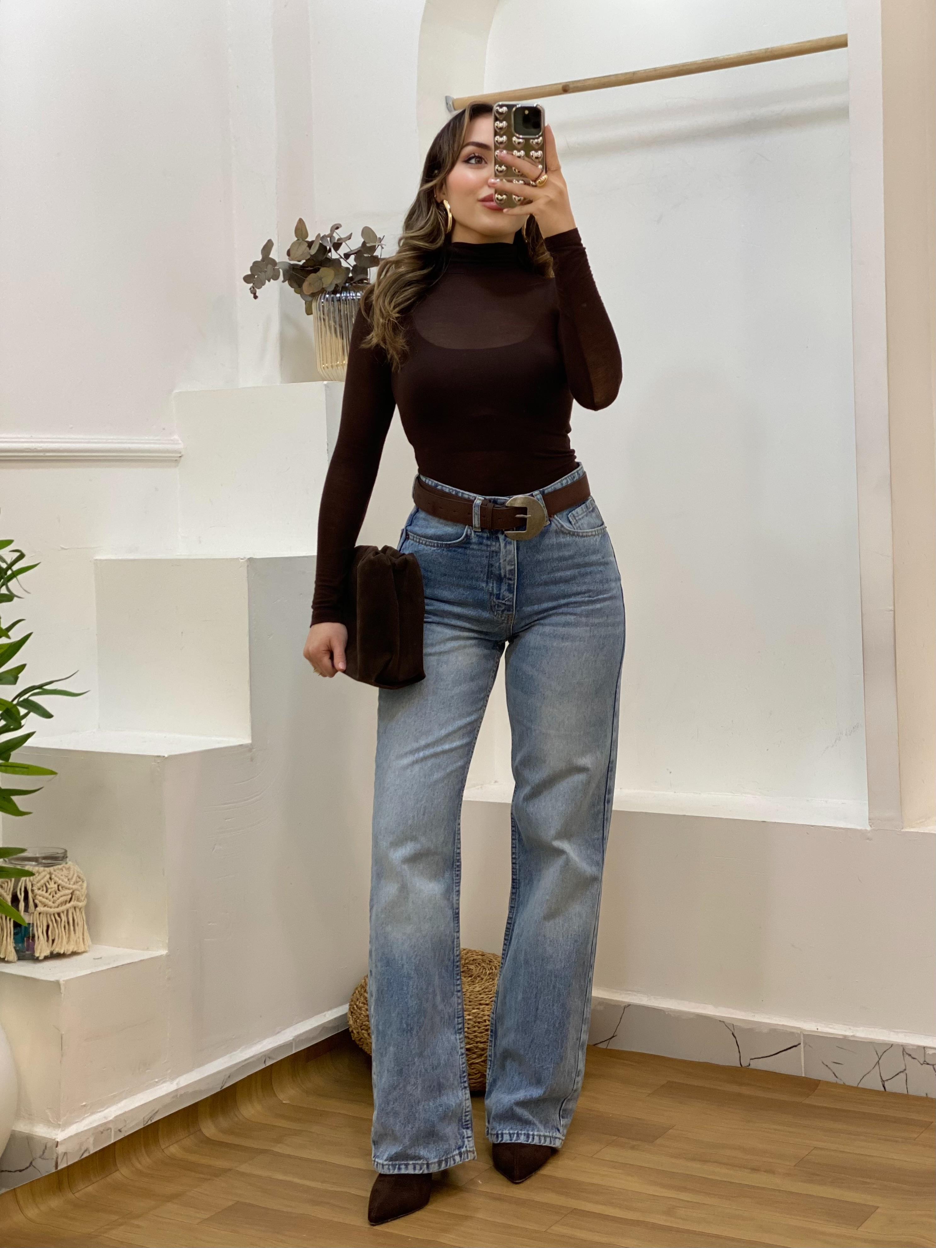 Mavi Yüksek Bel Straight Jean