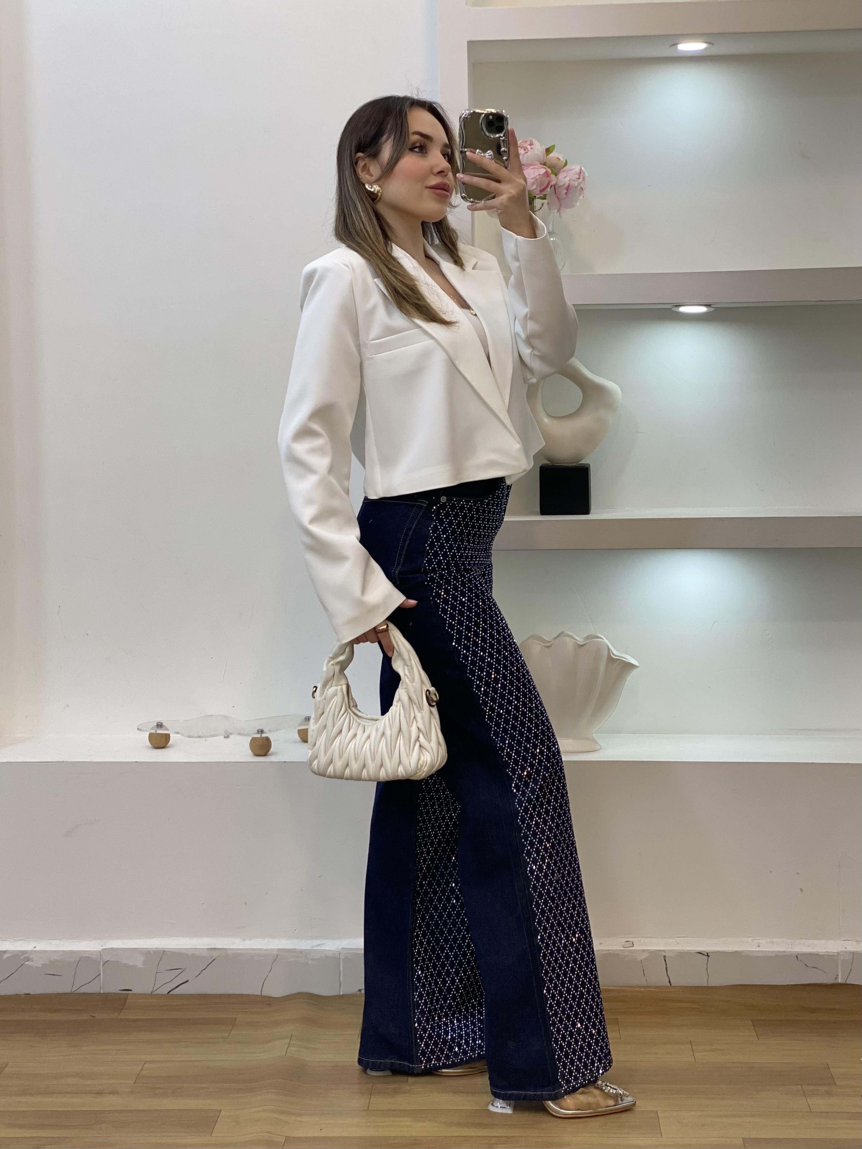Mng Parıltılı Taşlı Yüksek Bel Jean