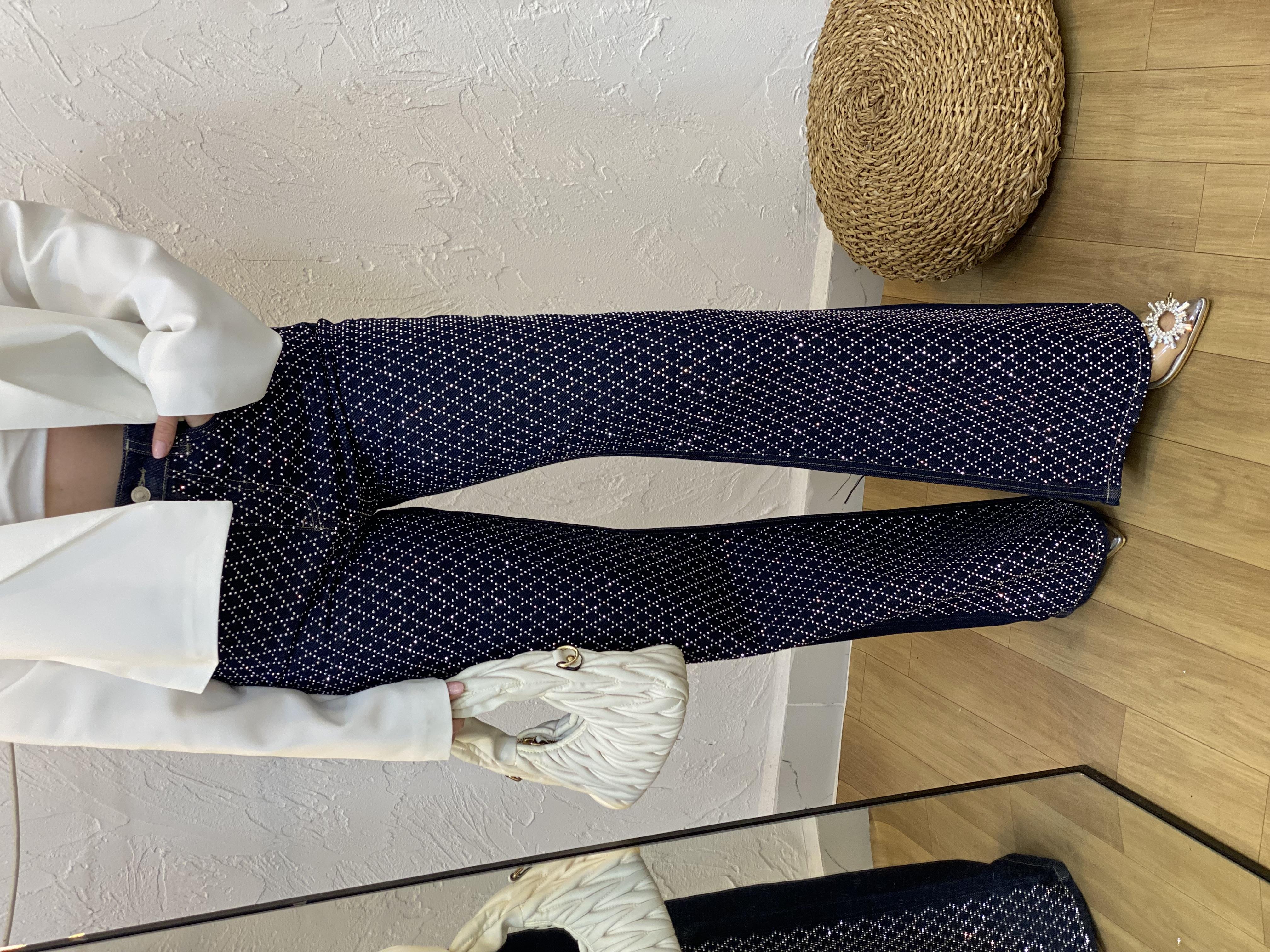 Mng Parıltılı Taşlı Yüksek Bel Jean