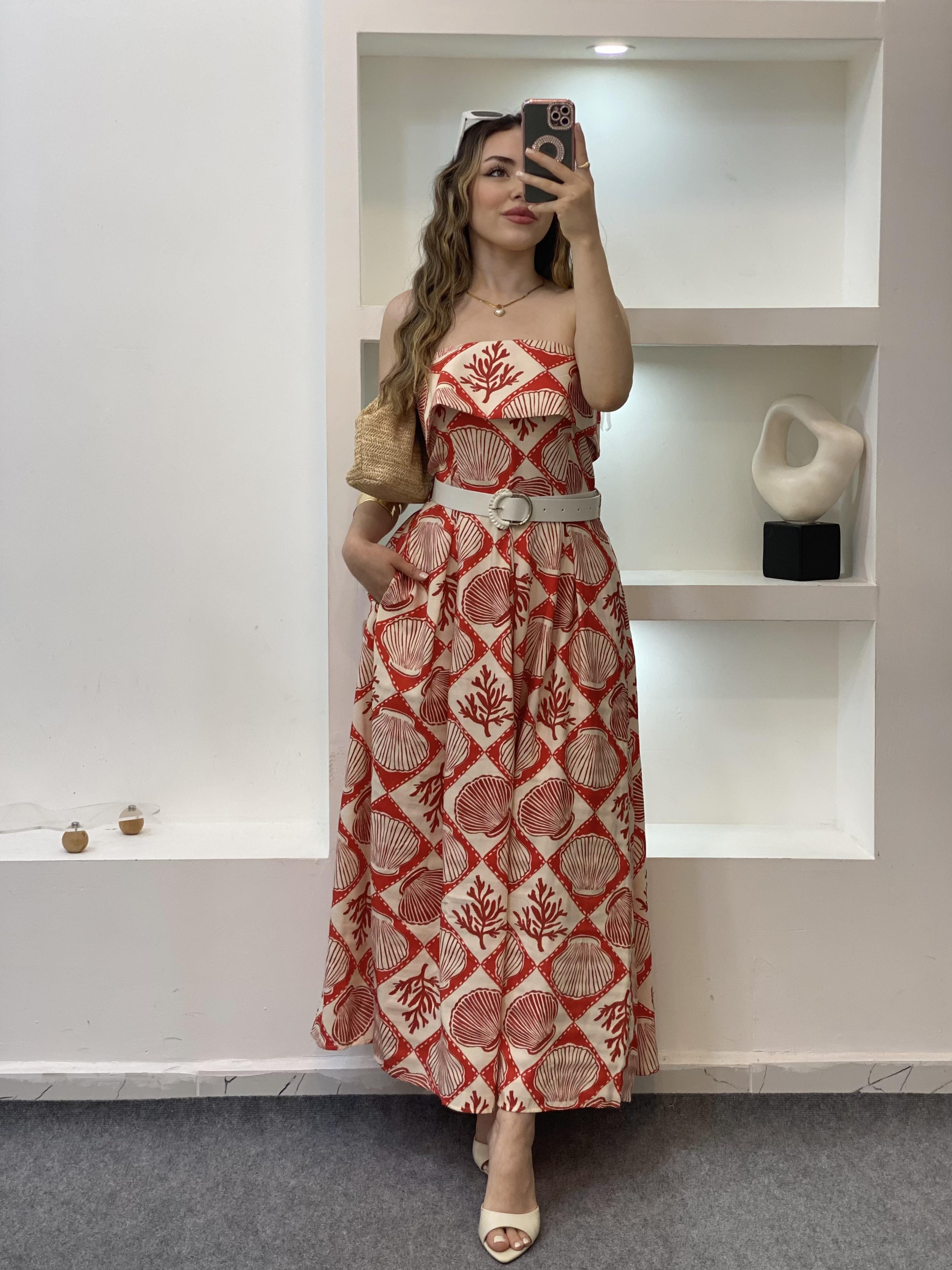 Turuncu Kemerli Model Madonna Elbise