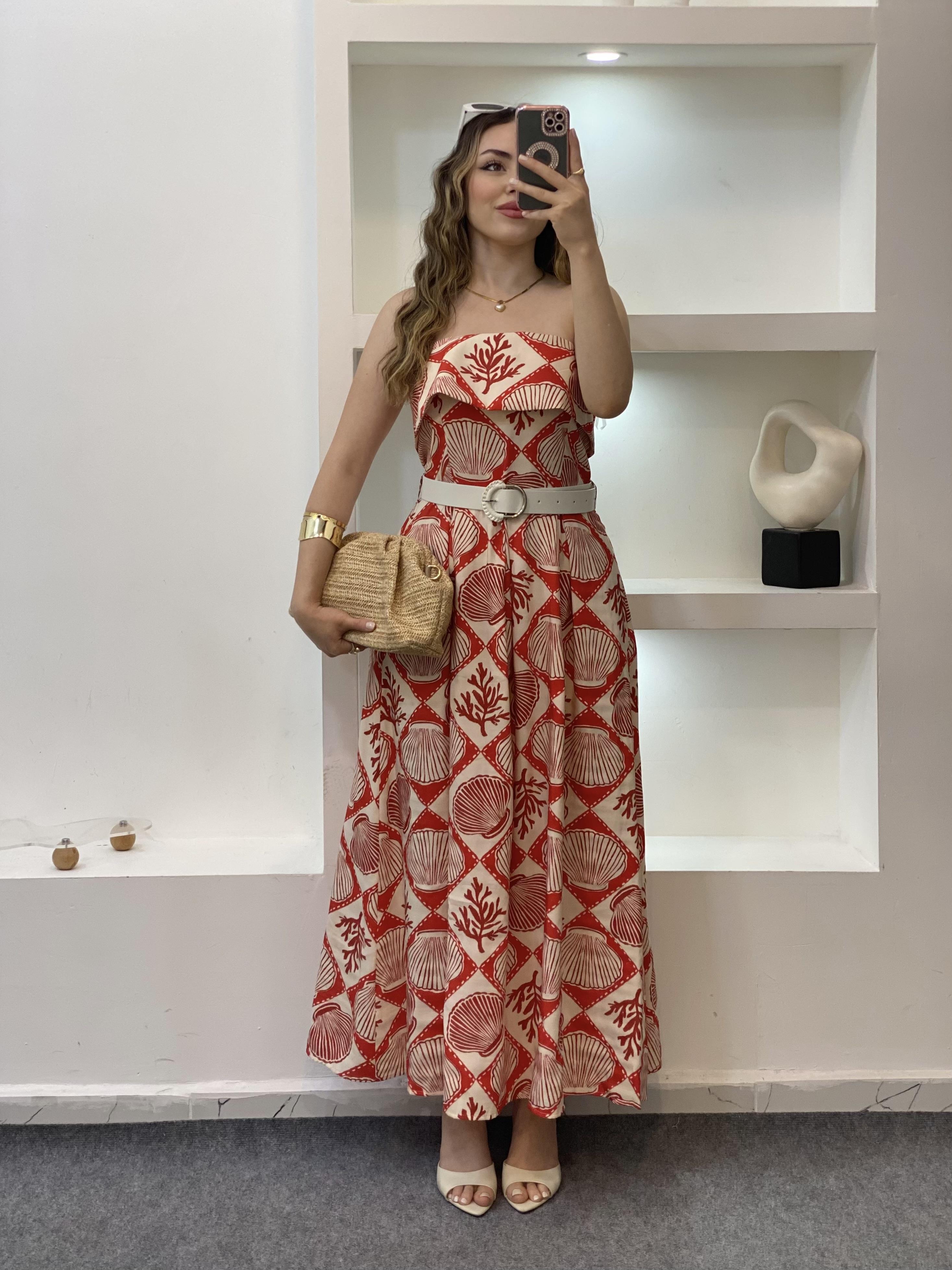 Turuncu Kemerli Model Madonna Elbise