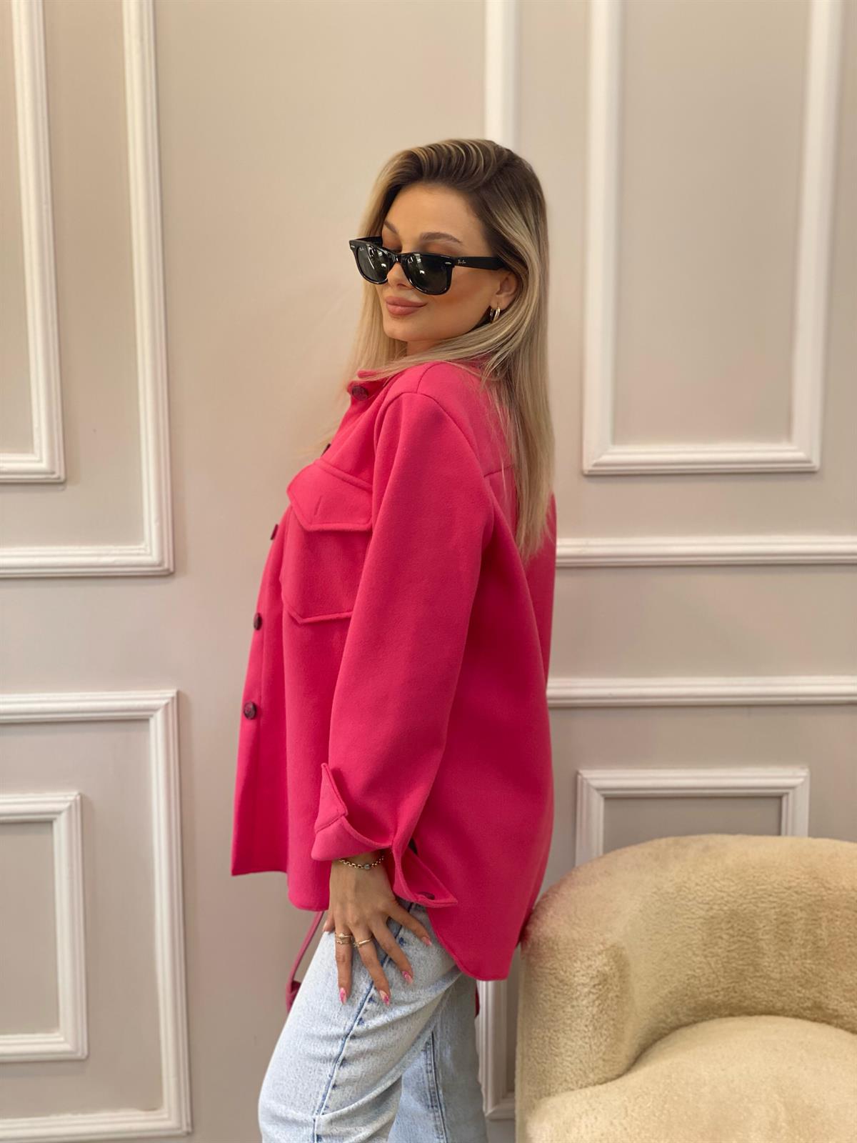 Pembe Kaşe Gömlek Ceket 