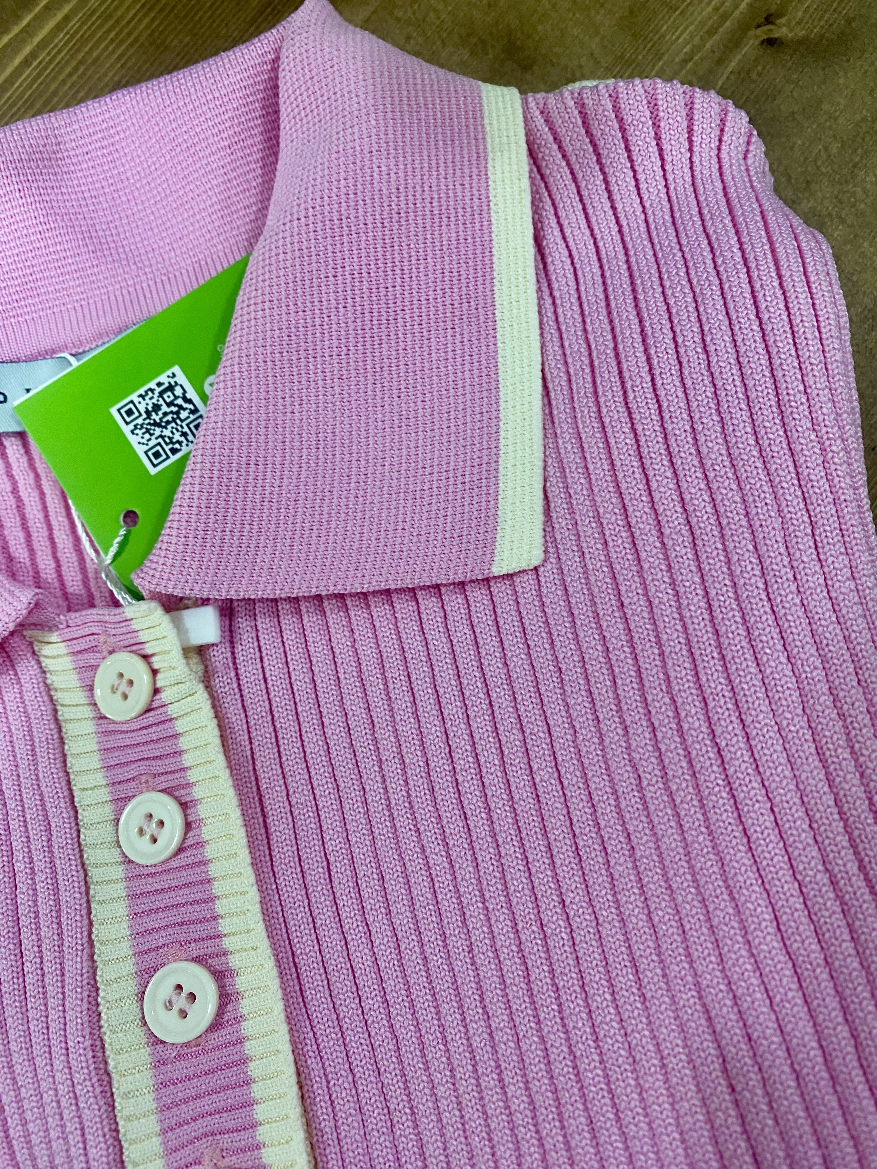 Pembe Polo Yaka Elit Triko Bluz