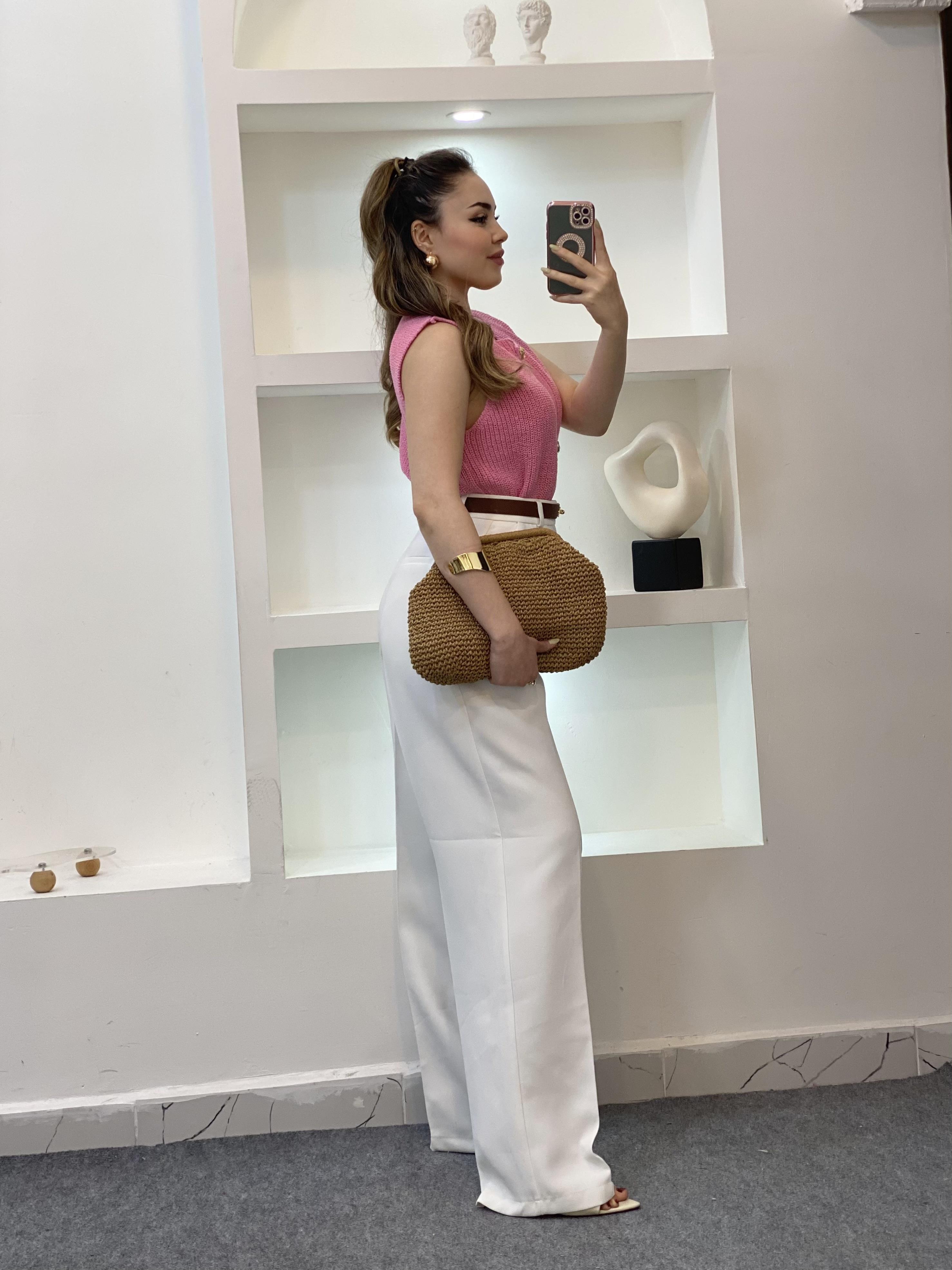 Pembe Q Marka Çelik Triko Yelek