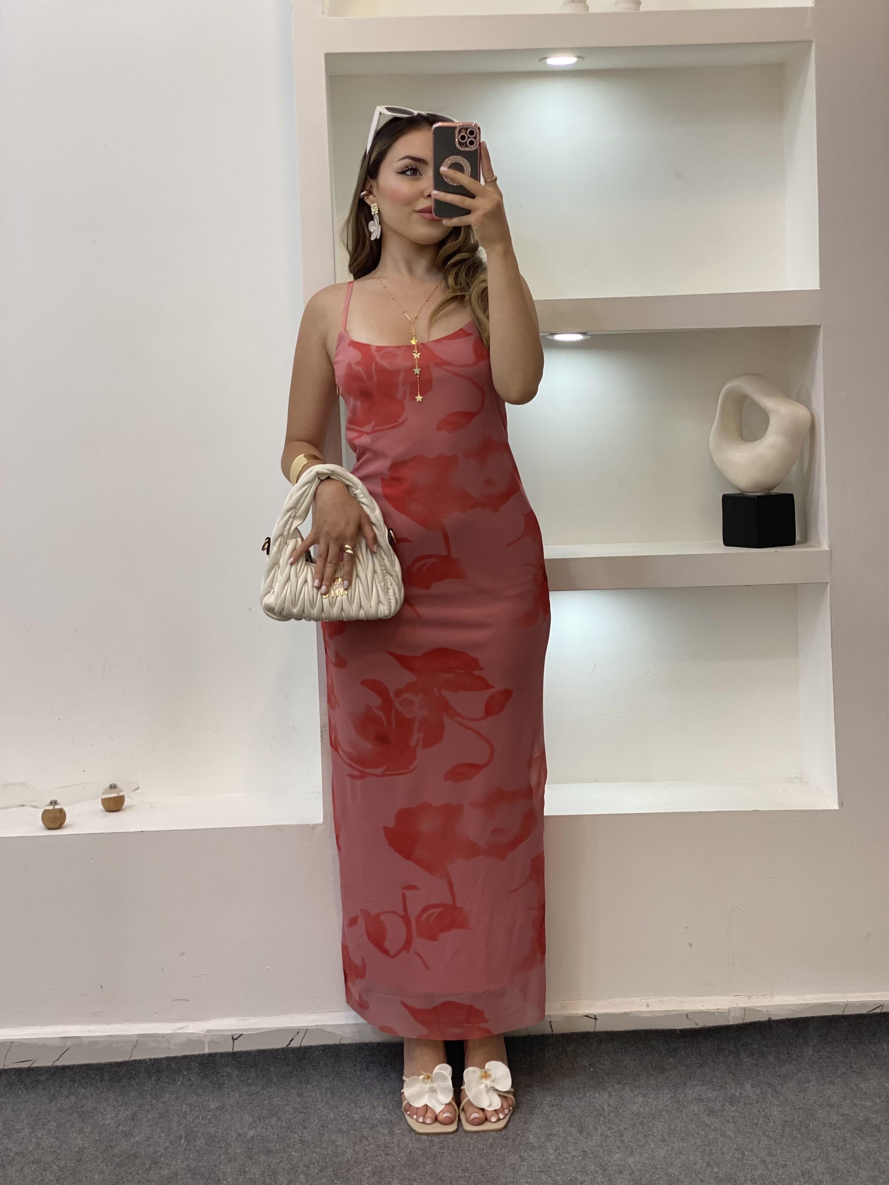 Pembe Q Marka Çiçek Desenli Elbise