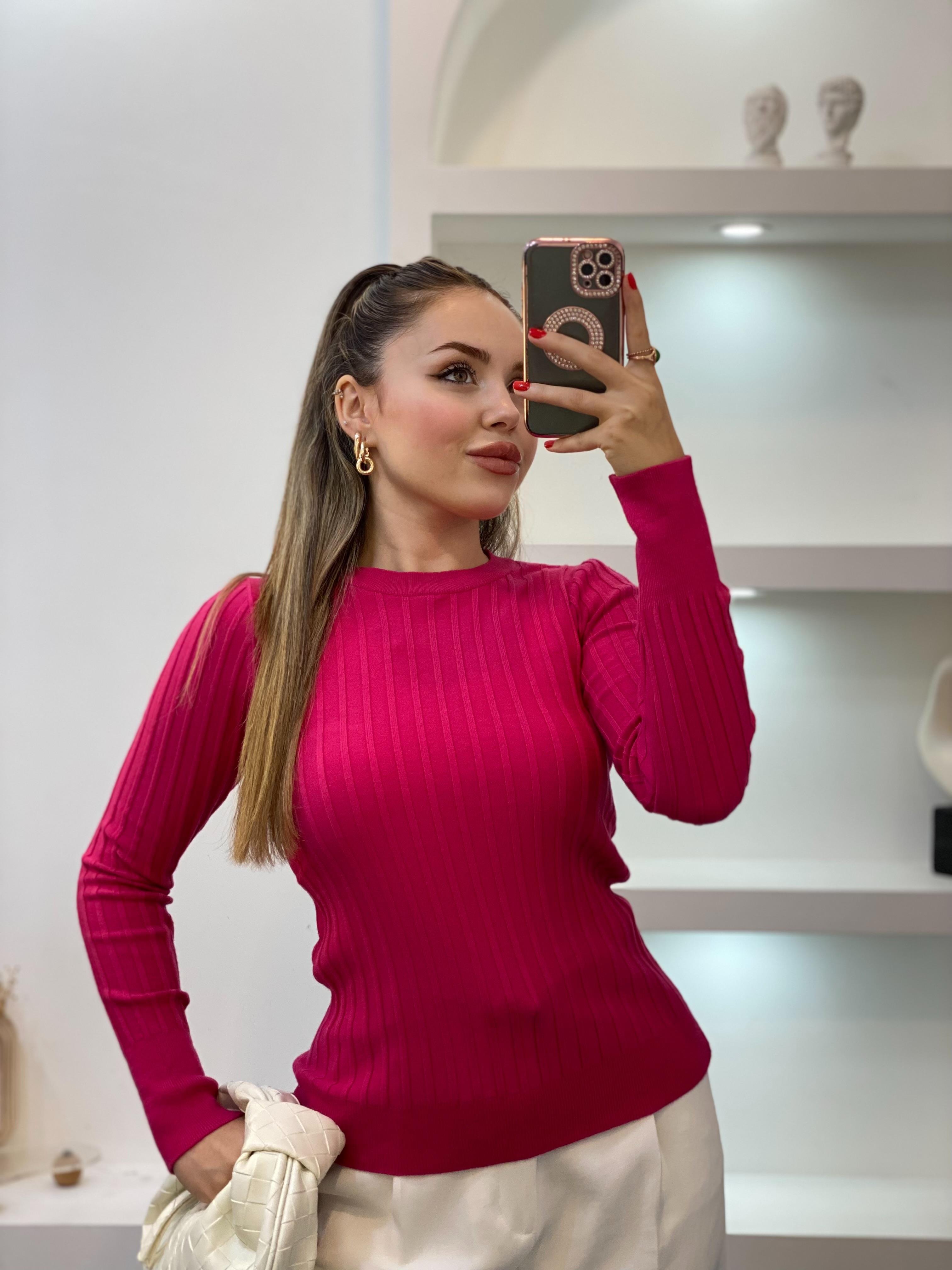 Pembe Yumoş Dokulu Triko Bluz 