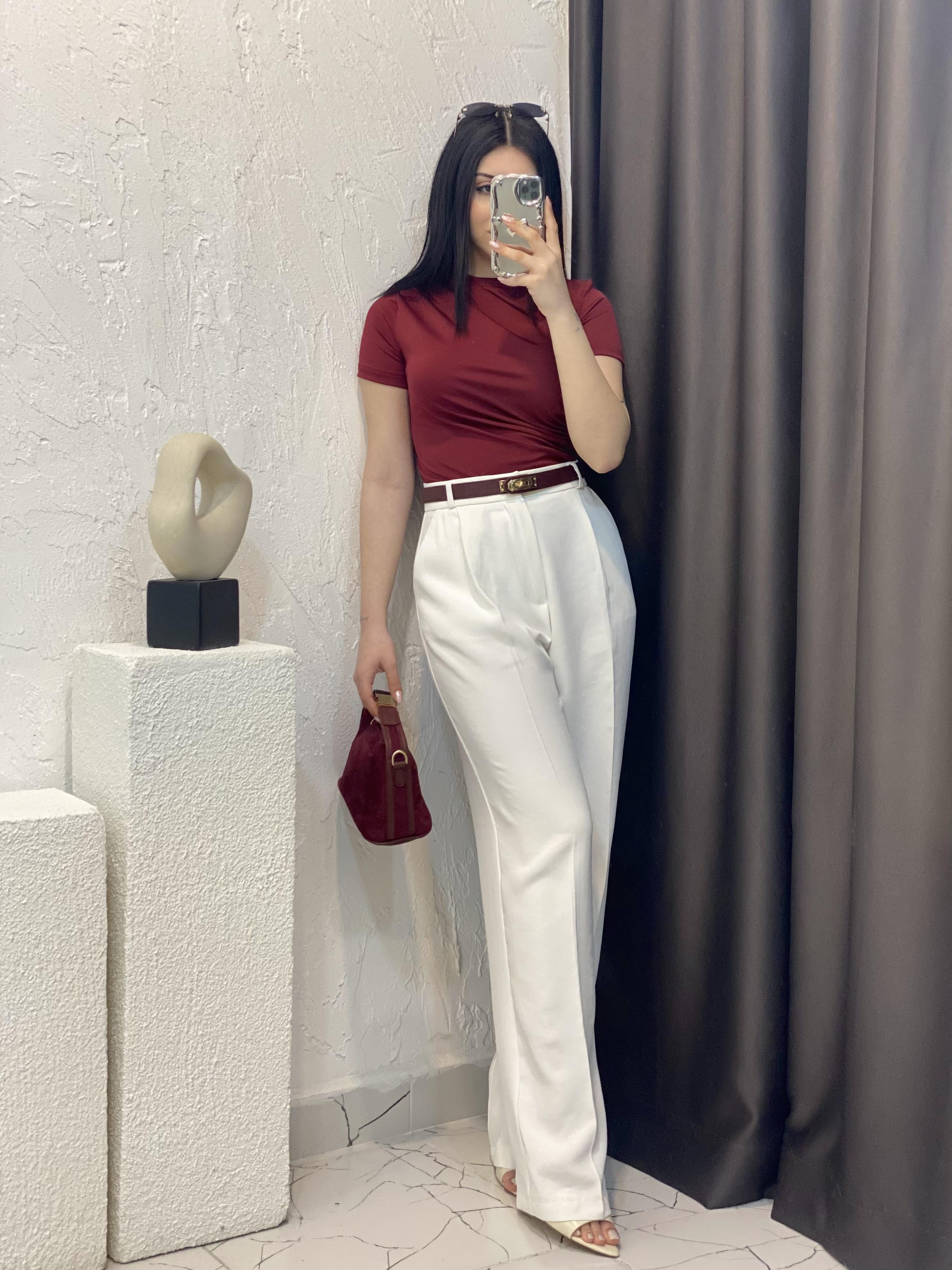 Perry Marka Premium Tok Dokulu Beyaz Palazzo Pantolon 