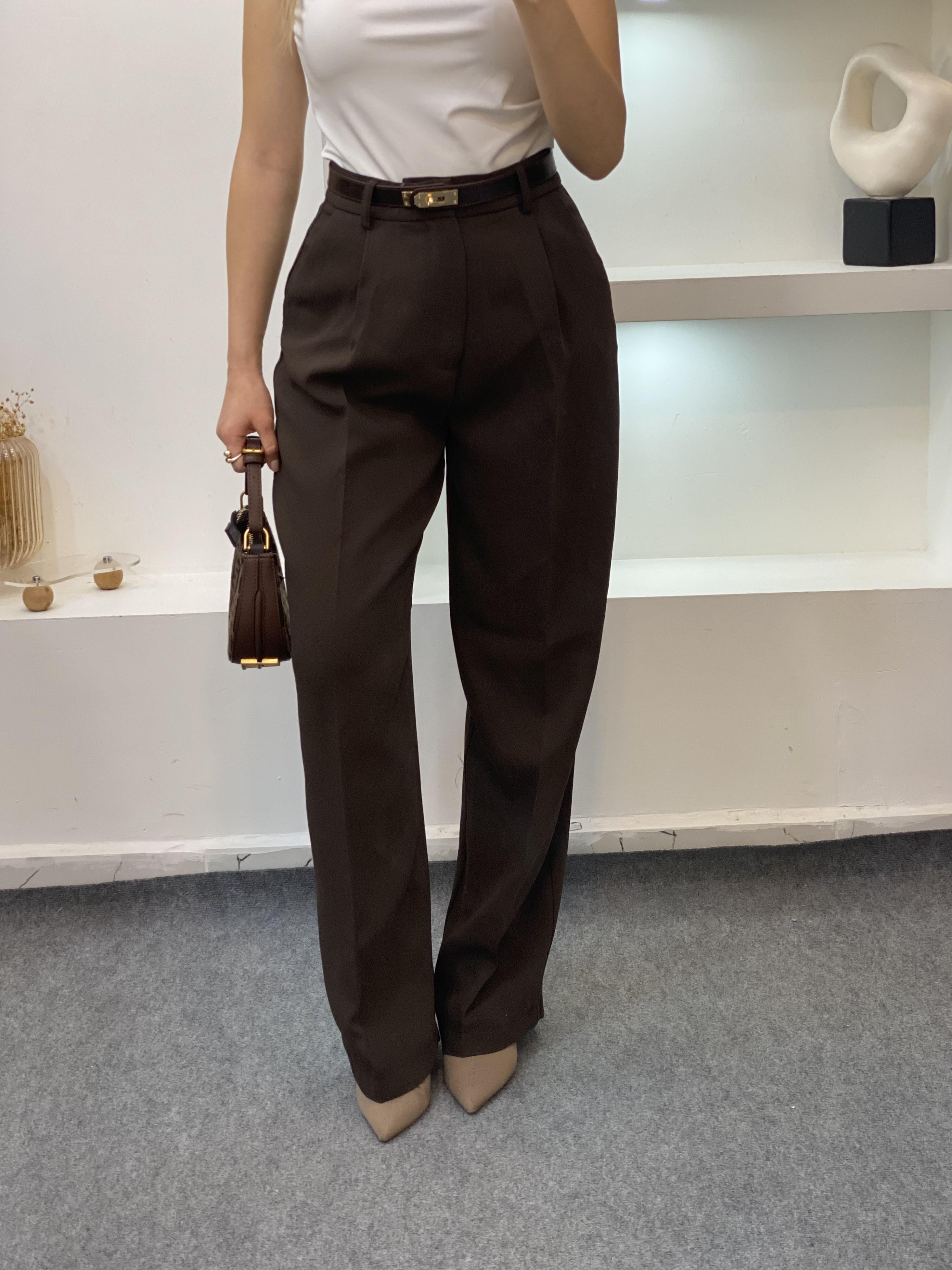 Perry Marka Premium Tok Dokulu Kahve Palazzo Pantolon