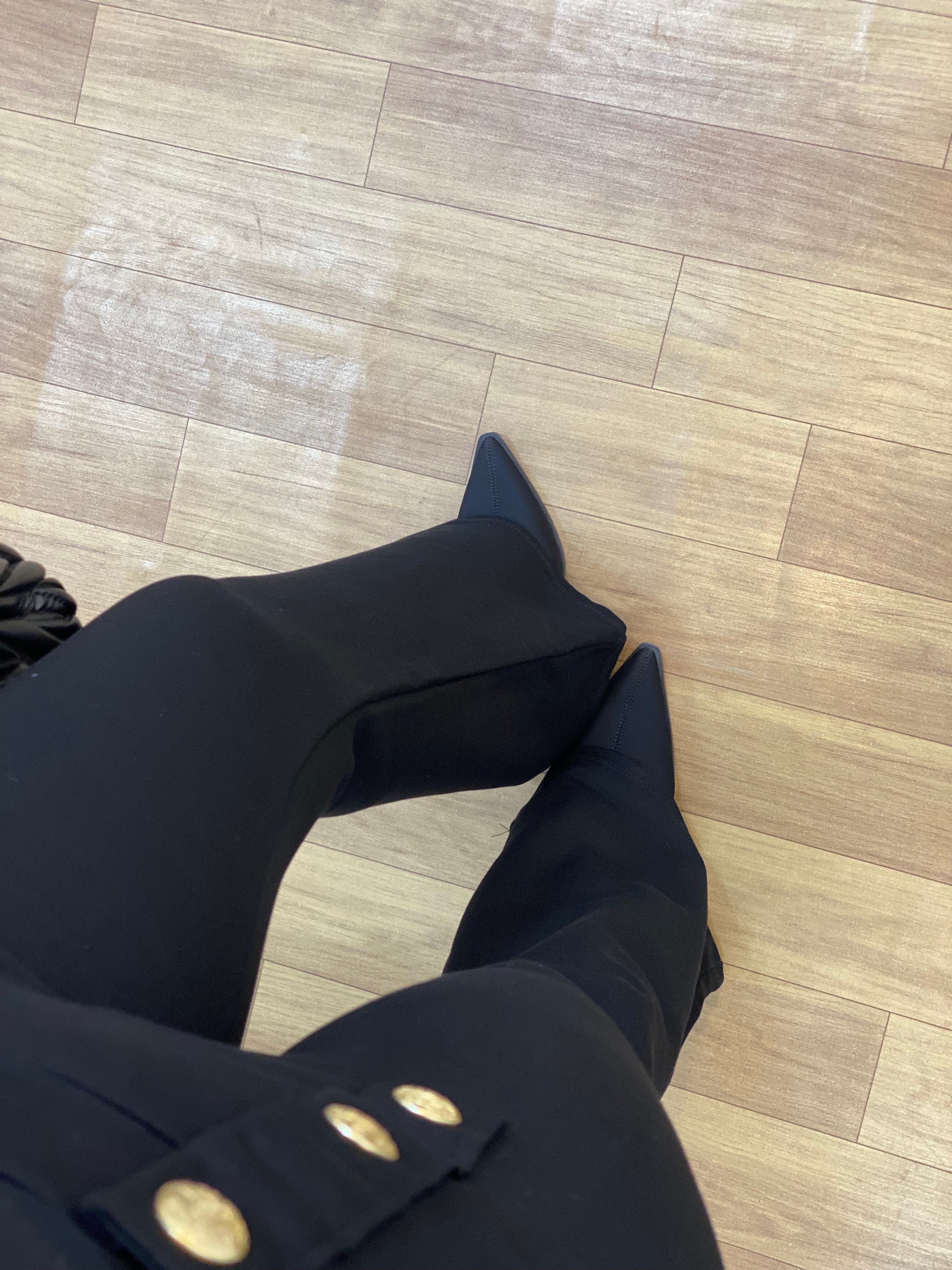 Q Marka Siyah Yüksek Bel Gold Düğme Detaylı Çelik Tayt Pantolon 